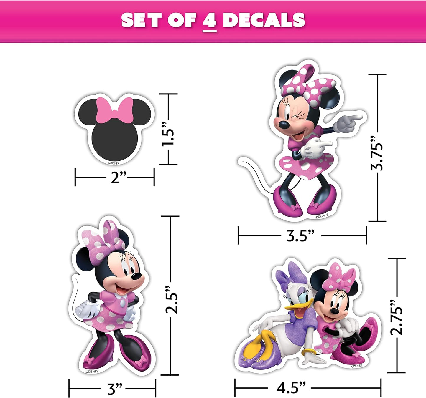 Disney Junior Minnie Mouse Waterproof Decals - Set of 12