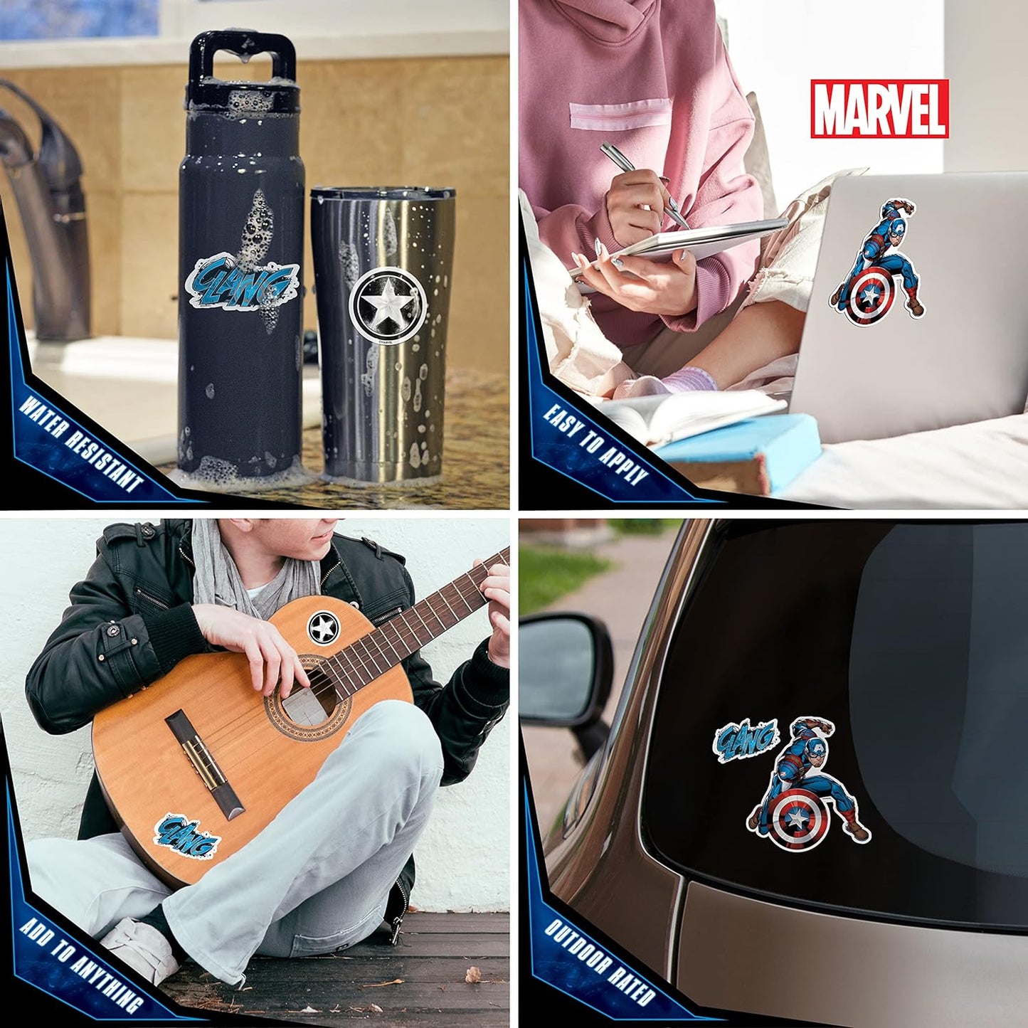Marvel Captain America Vinyl Waterproof Decals - Set of 3