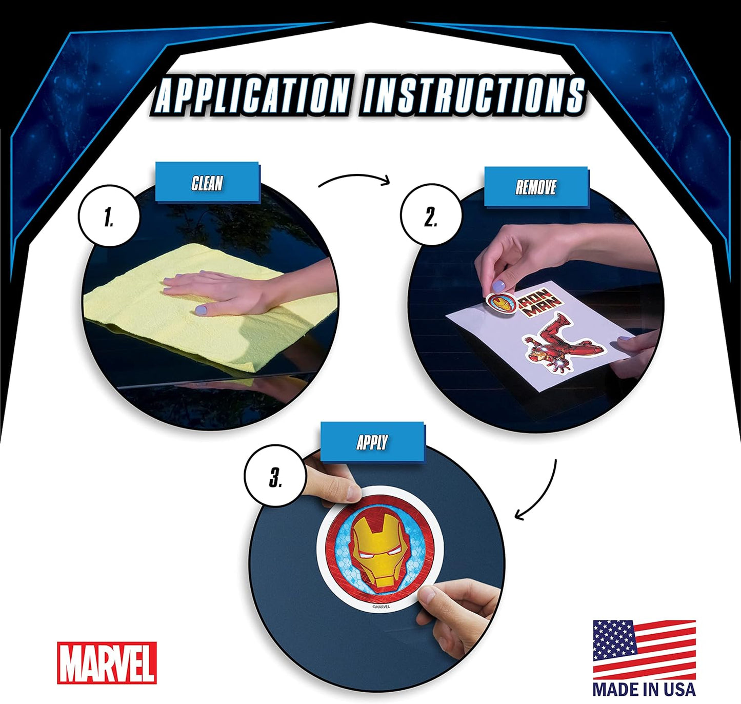 Marvel Iron Man Vinyl Waterproof Decals - Set of 3