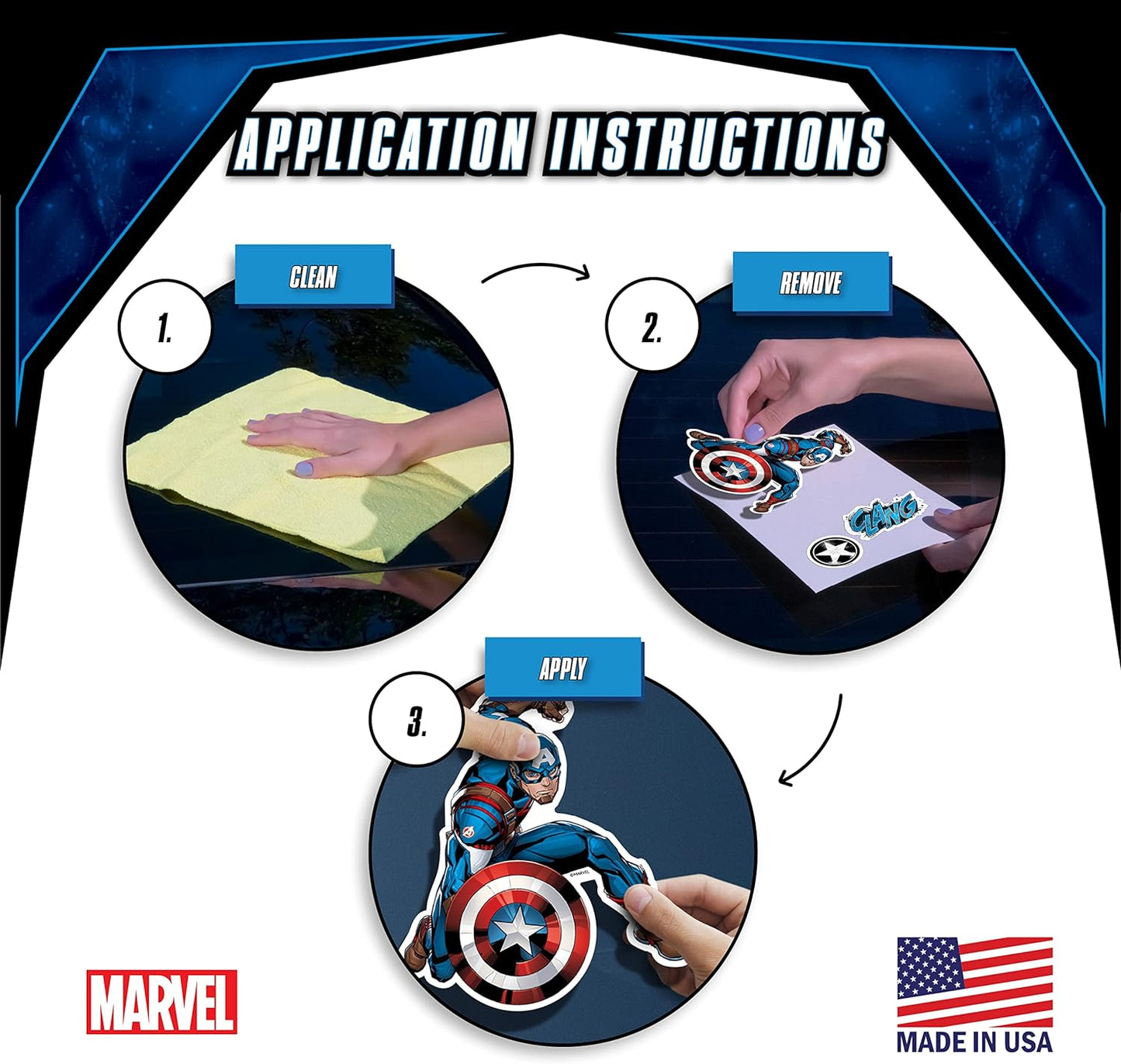 Marvel Captain America Vinyl Waterproof Decals - Set of 3