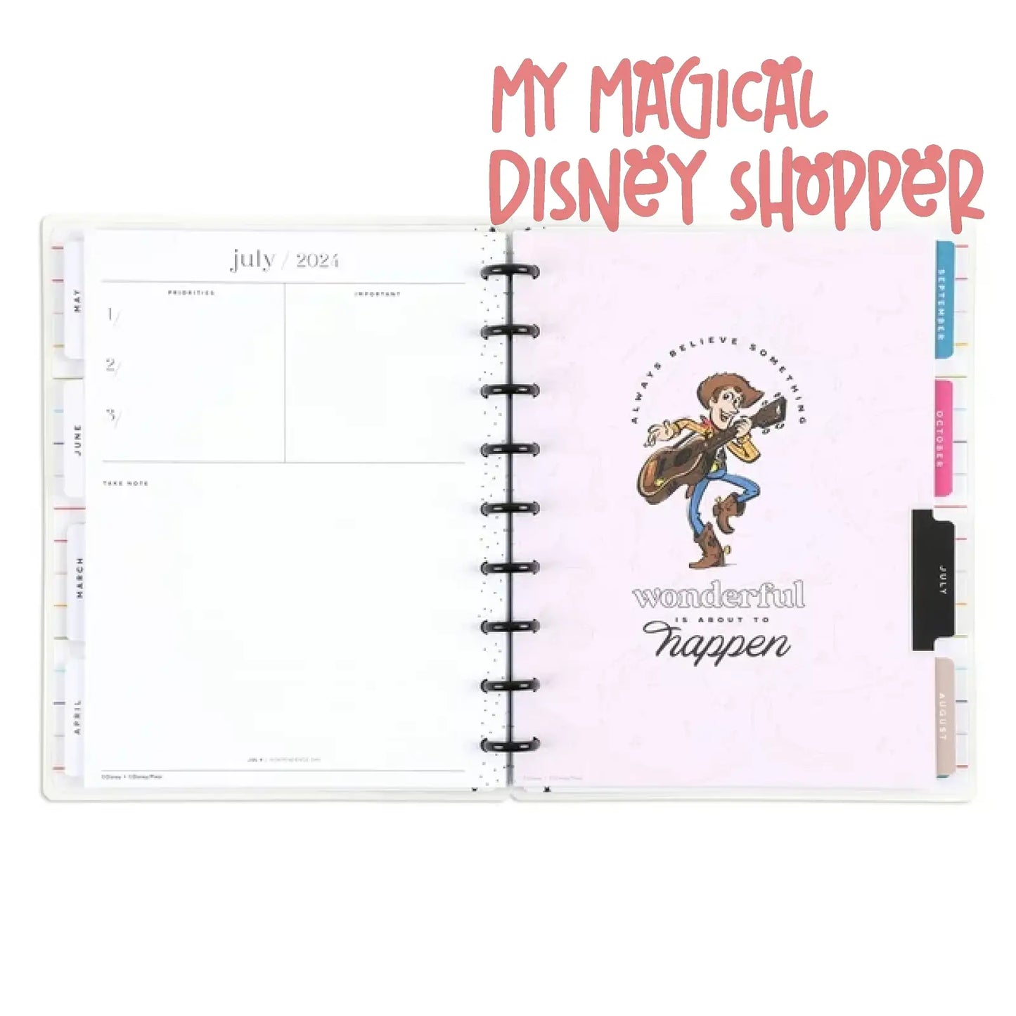LOC 2024 Simply by Happy Planner 12-Month Planner, Classic- 7" x 9.5", Disney Musical Wonder