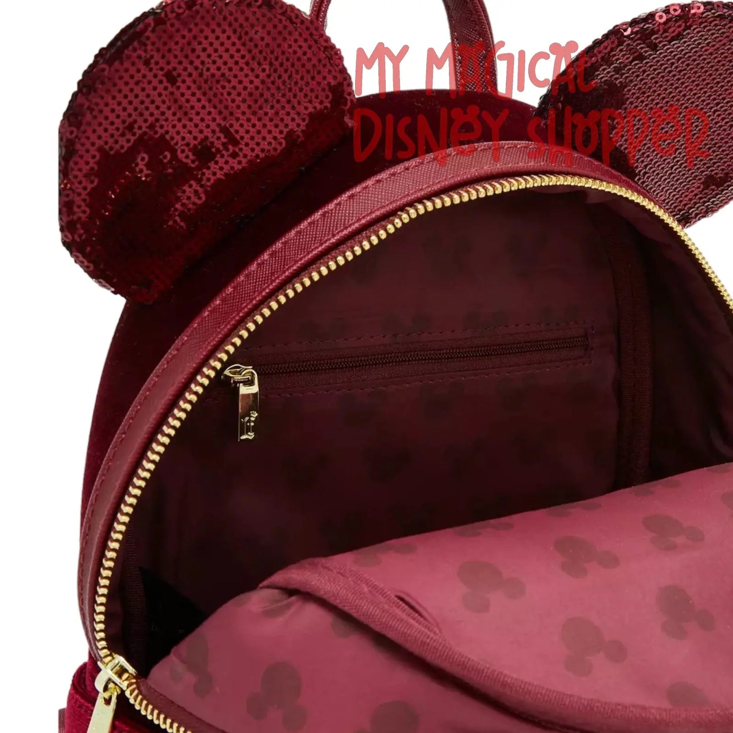 Loungefly Disney Minnie Mouse Velvet Sequined Ears Mini Backpack