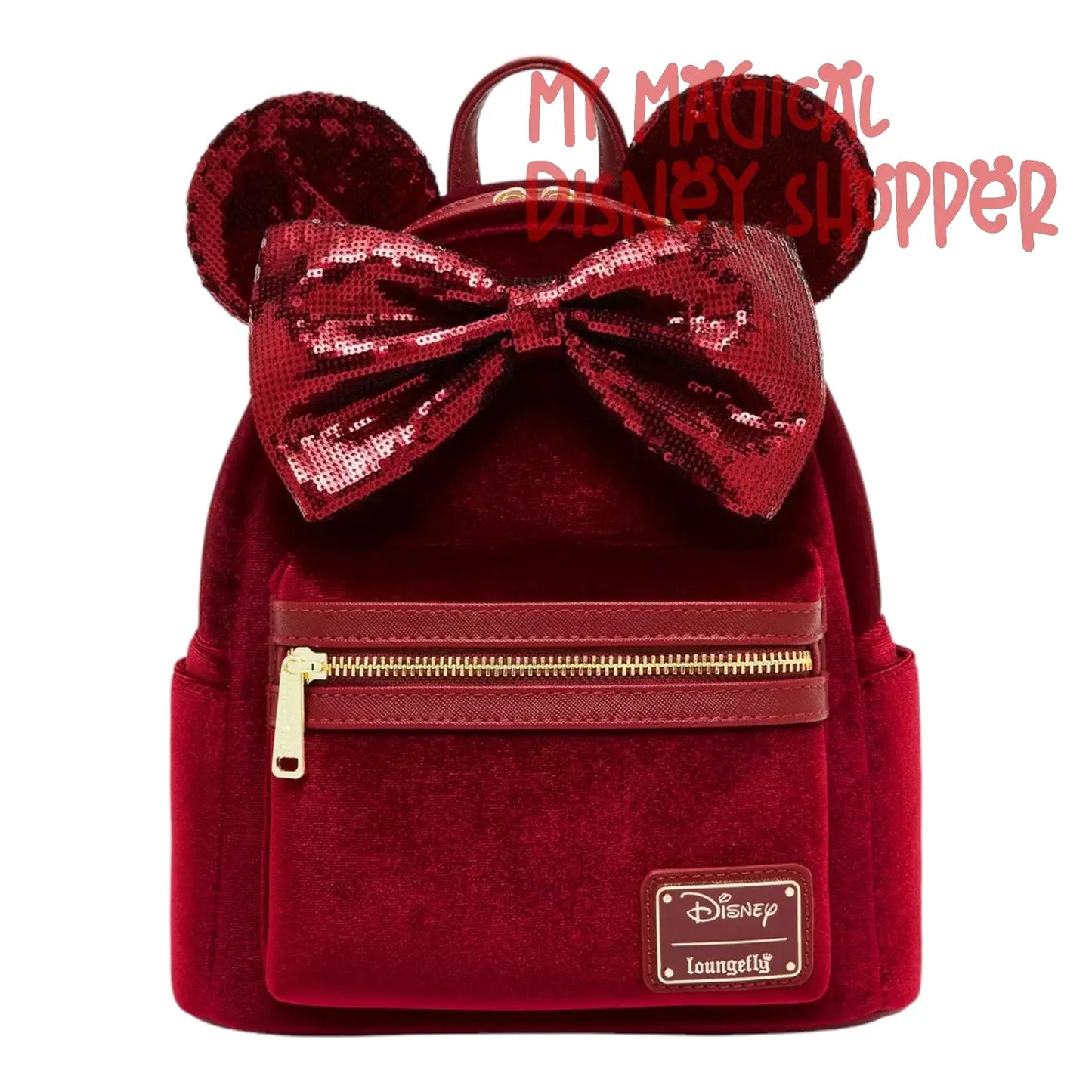 Loungefly Disney Minnie Mouse Velvet Sequined Ears Mini Backpack