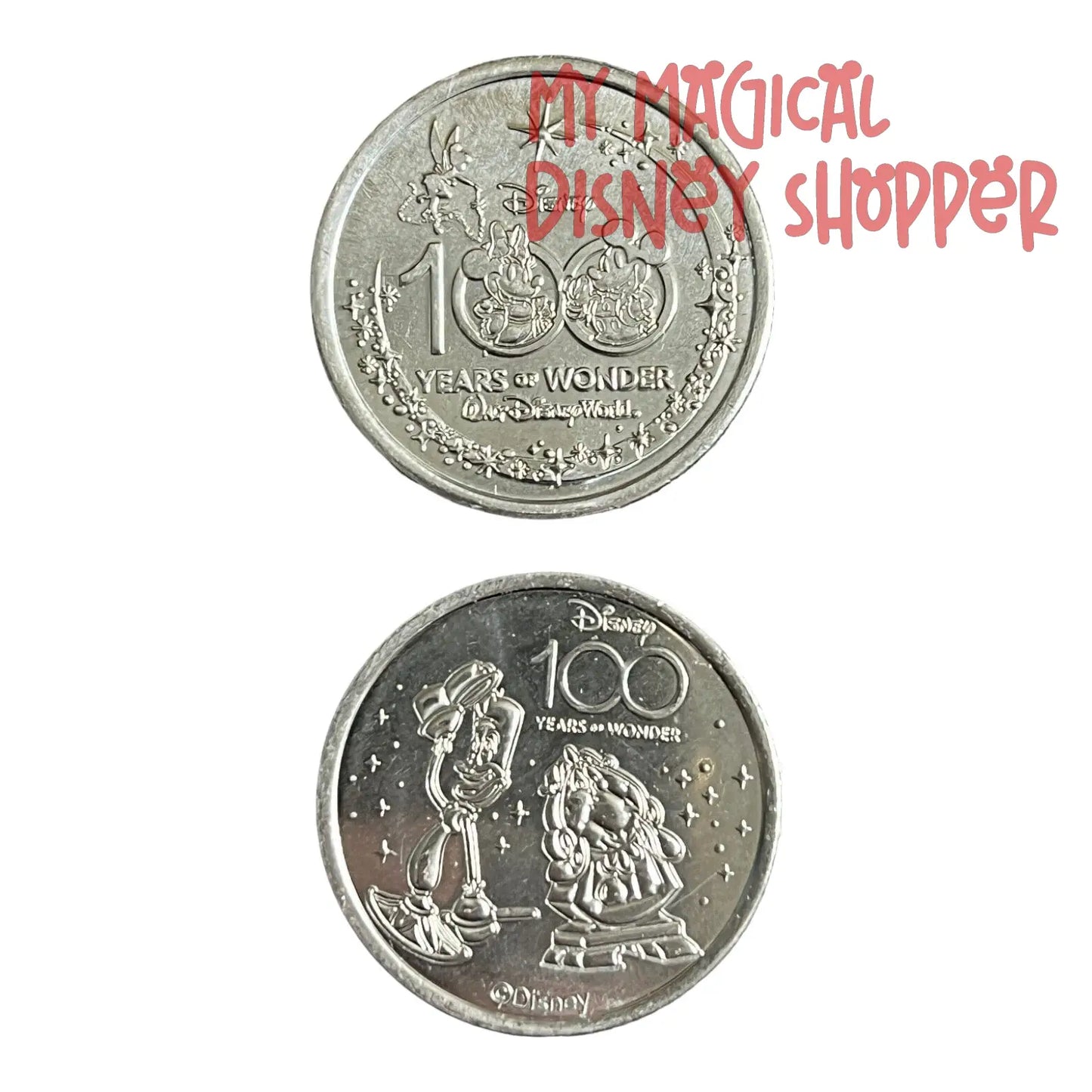 Lumiere & Cogsworth from Beauty & the Beast Disney 100 Silver Medallion