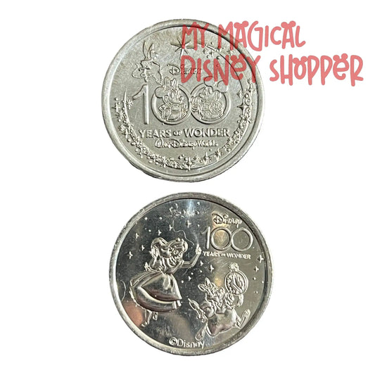 Mad Hatter & Cheshire Cat from Alice in Wonderland Disney 100 Silver Medallion