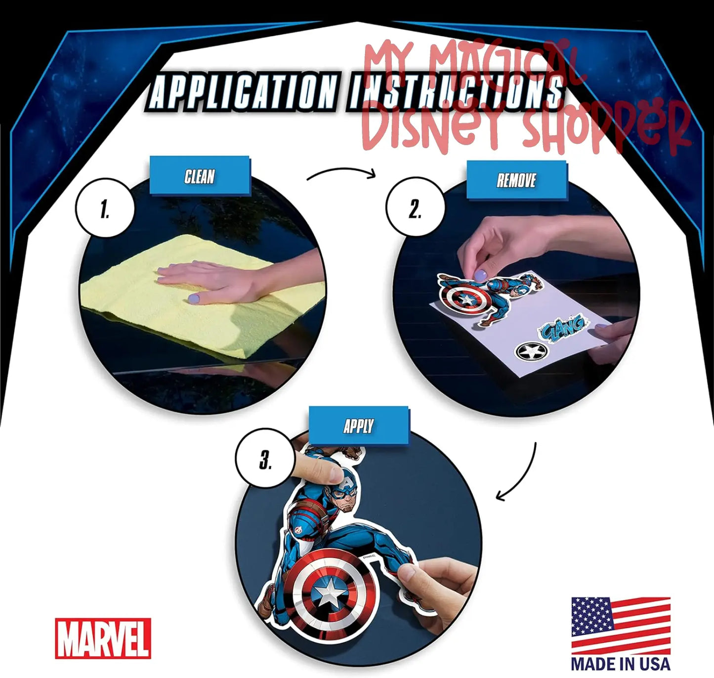 Marvel Captain America Vinyl Waterproof Decals - Set of 3