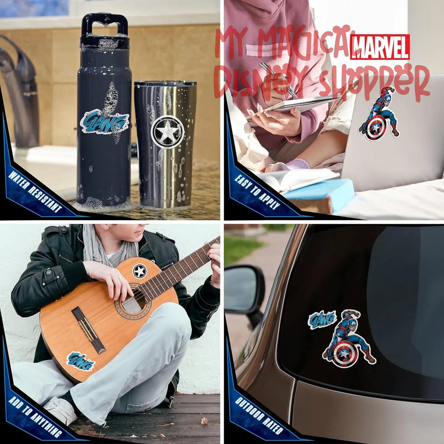 Marvel Captain America Vinyl Waterproof Decals - Set of 3