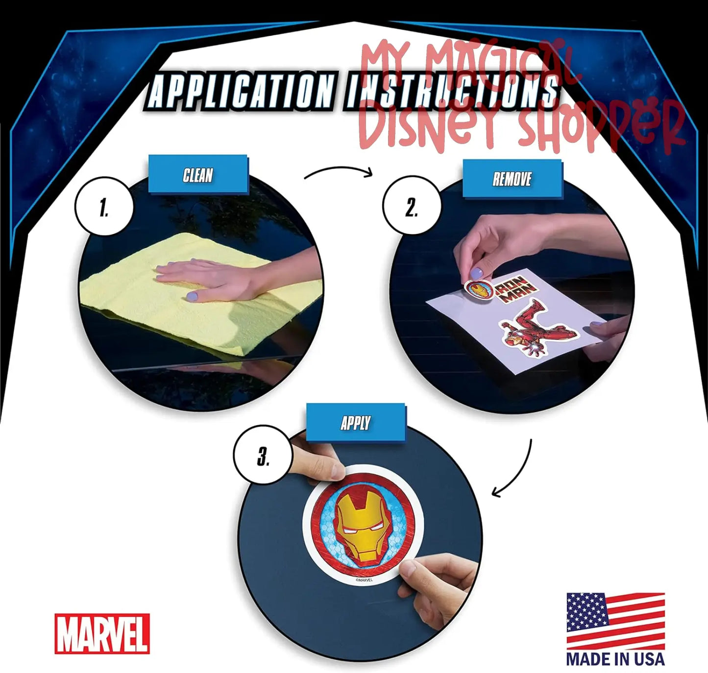 Marvel Iron Man Vinyl Waterproof Decals - Set of 3