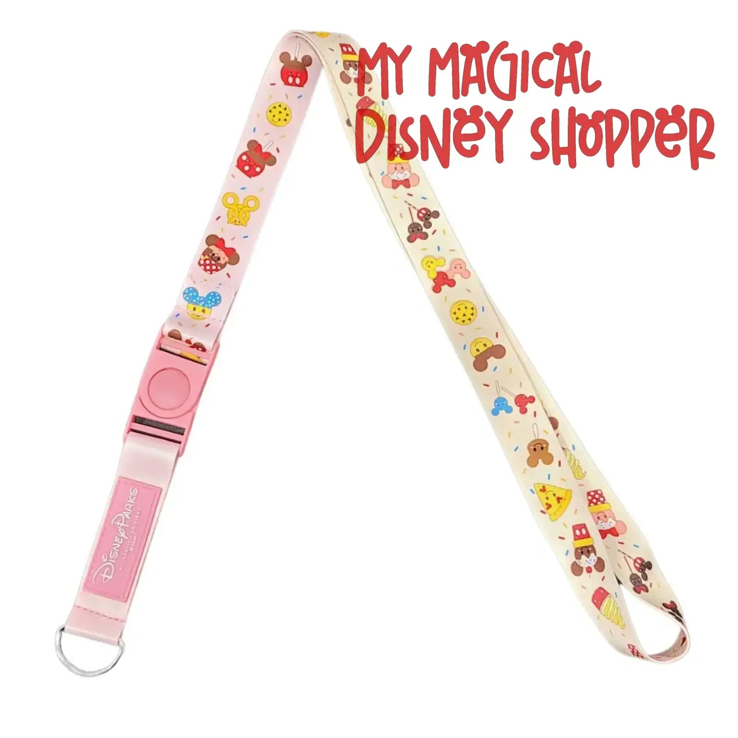 Mickey and Minnie Parks Snacks Disney Pin Trading Lanyard