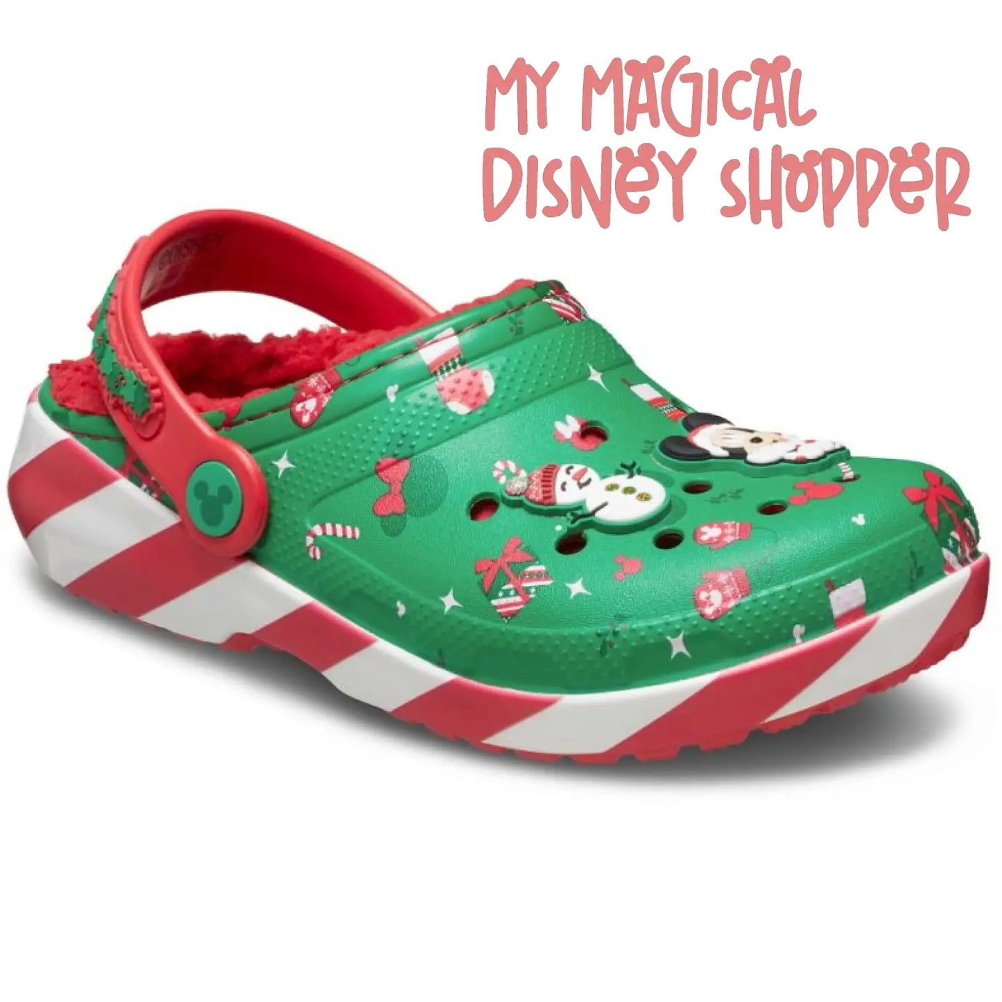 Mickey Christmas Lined Classic Clog Size Men's 6/Women's 8