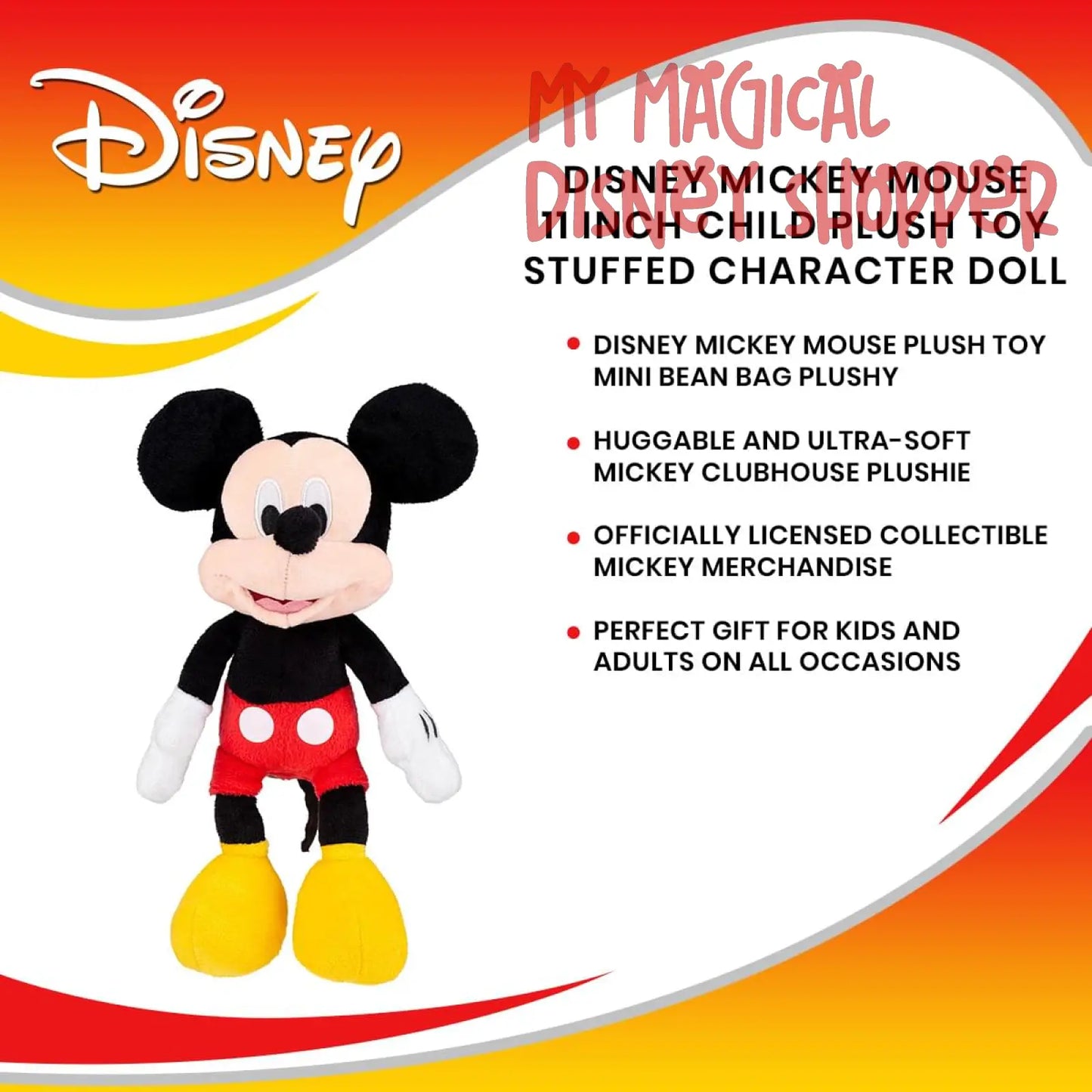 Mickey Mouse 11" Tall Mini Plush Character Stuffed
