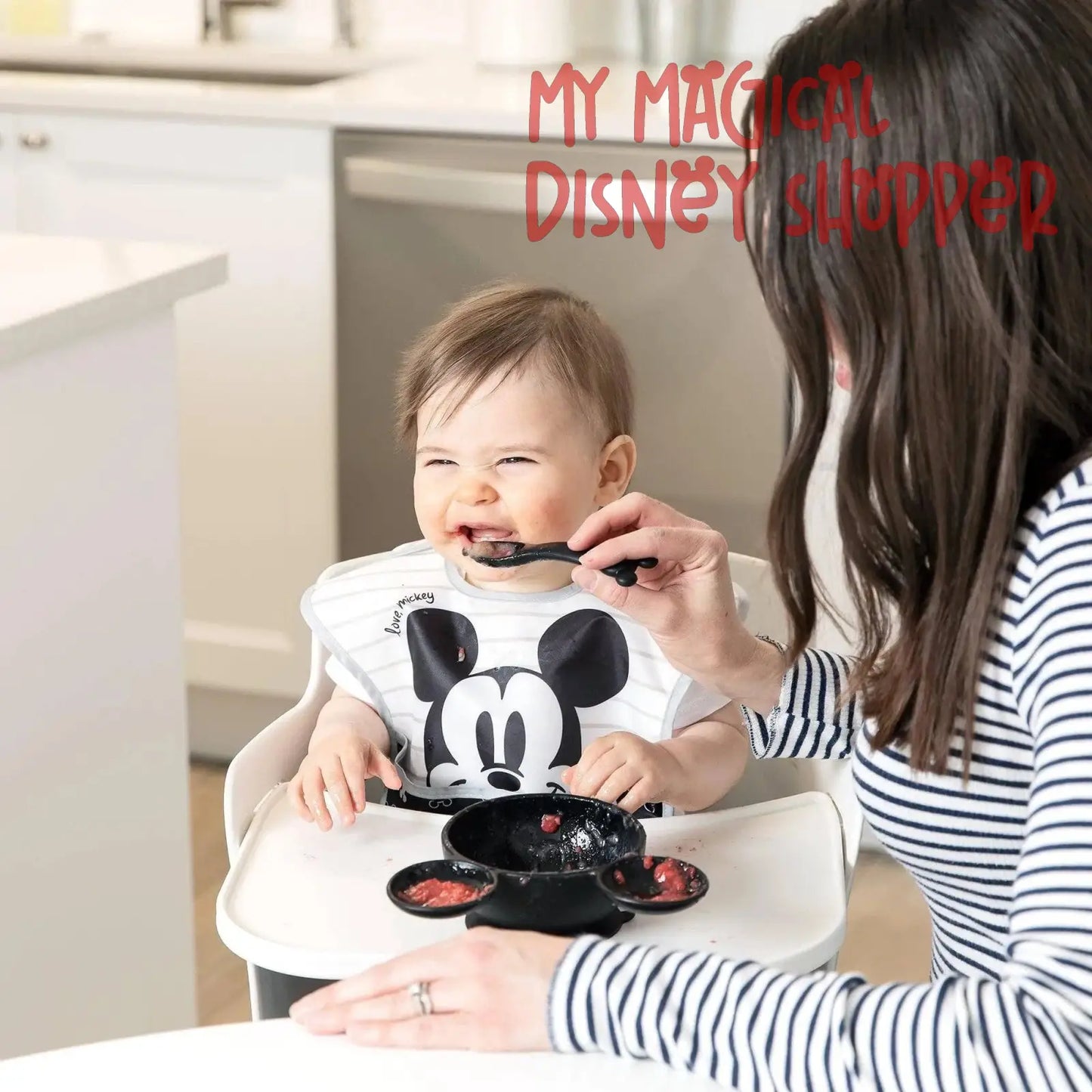 Mickey Mouse Black Silicone First Feeding Set