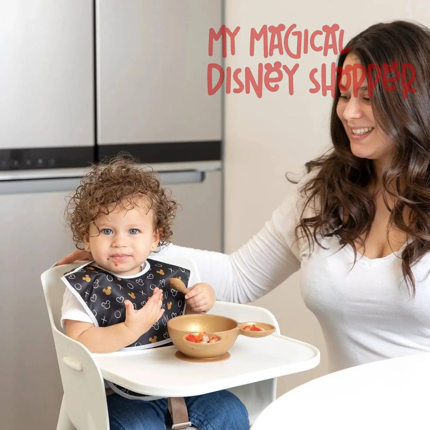 Mickey Mouse Gold Silicone First Feeding Set