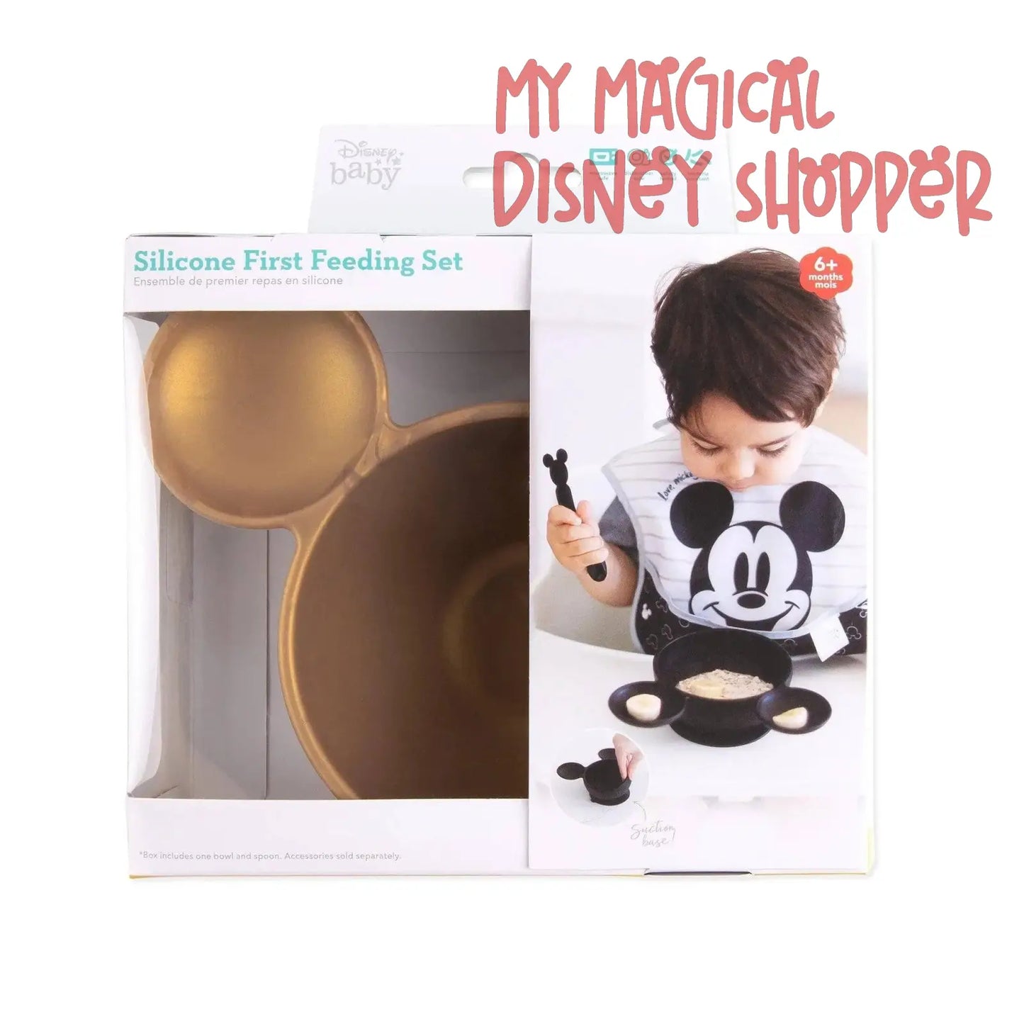 Mickey Mouse Gold Silicone First Feeding Set