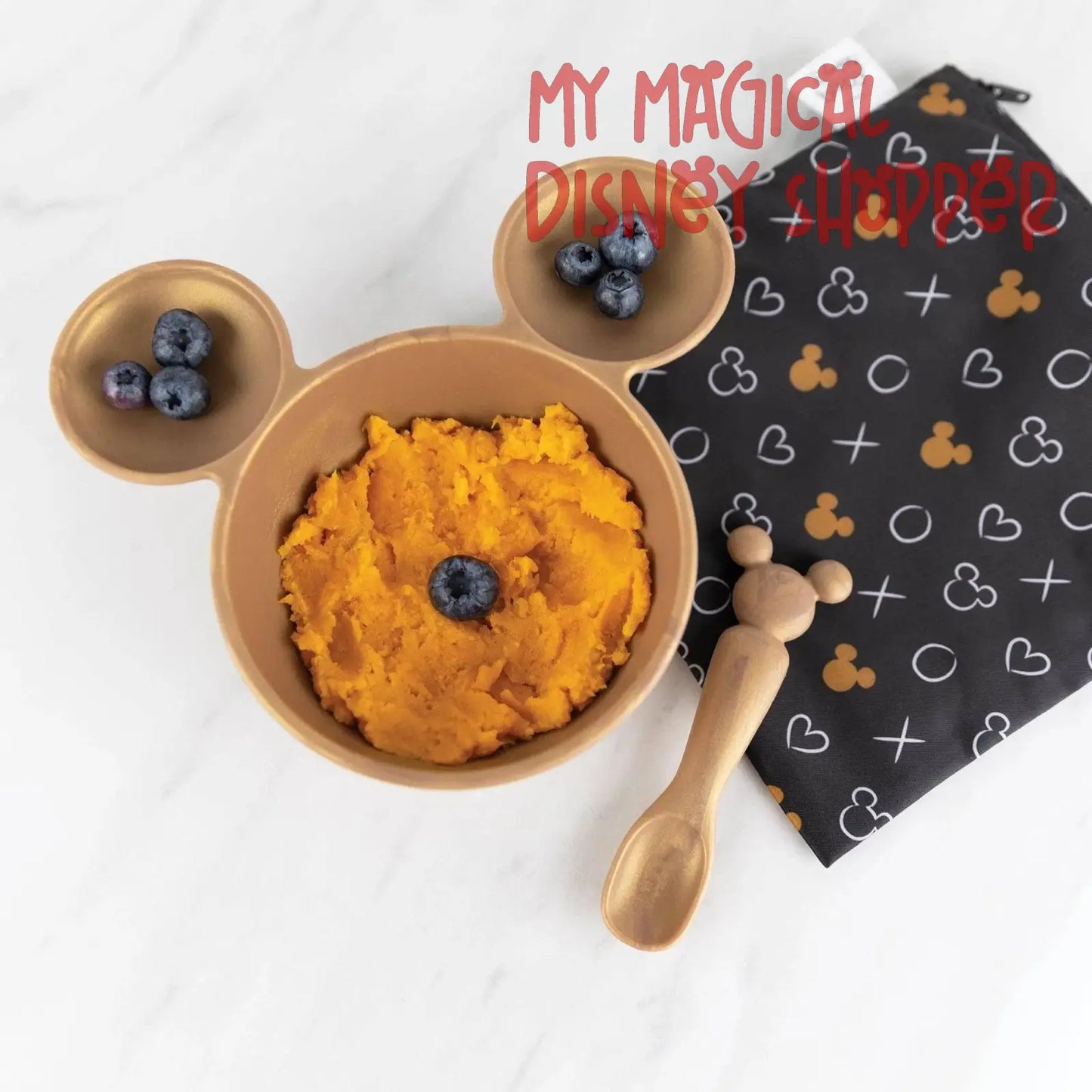Mickey Mouse Gold Silicone First Feeding Set