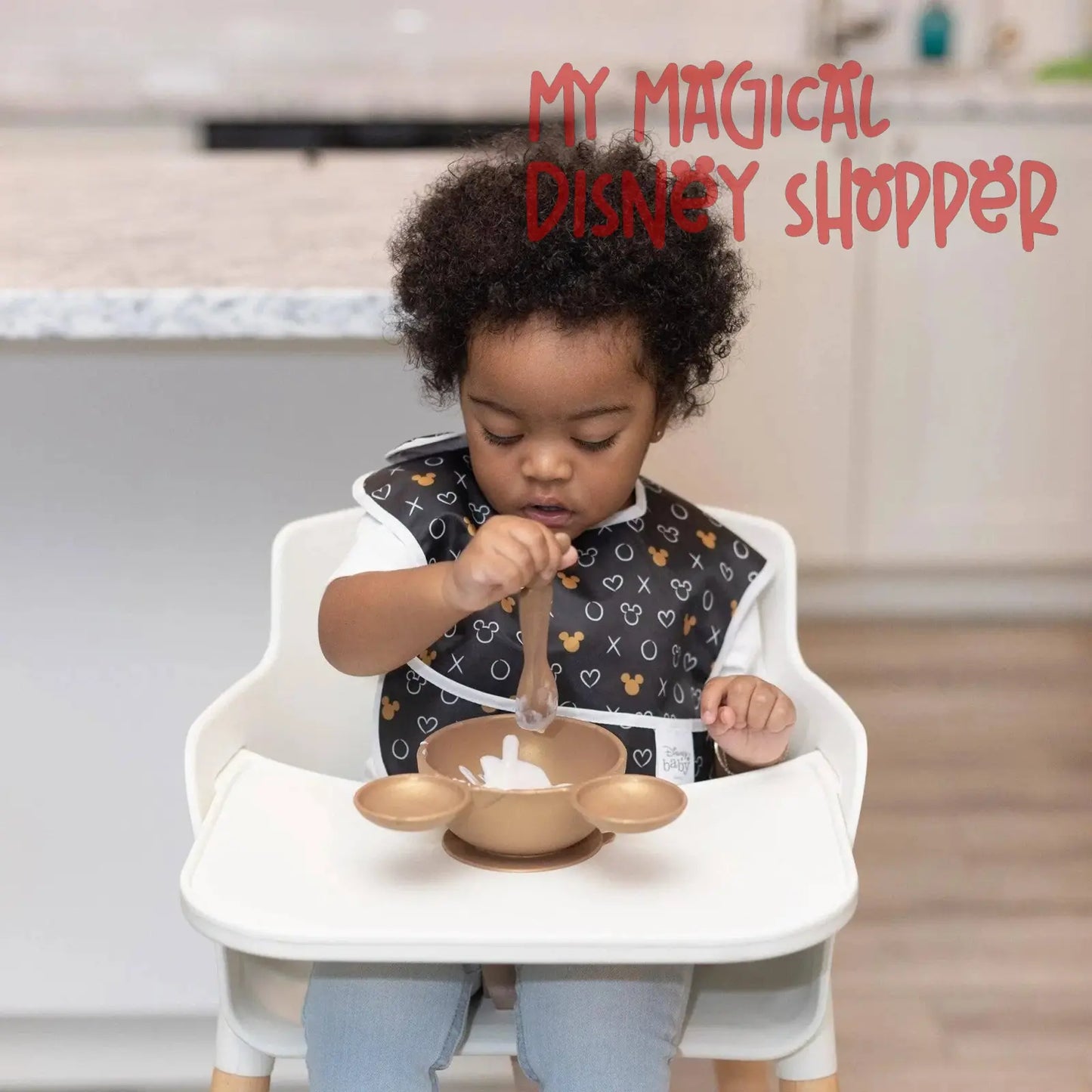 Mickey Mouse Gold Silicone First Feeding Set