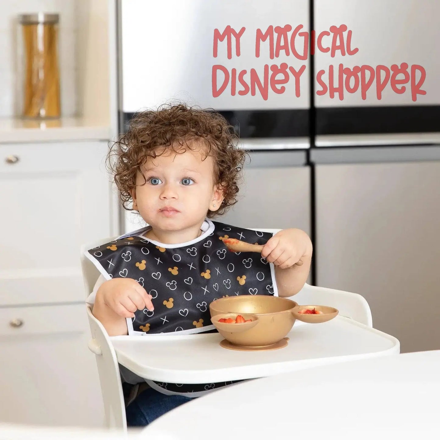 Mickey Mouse Gold Silicone First Feeding Set