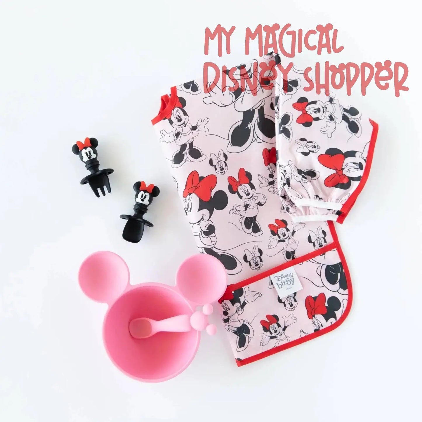 Mickey Mouse Pink Silicone First Feeding Set