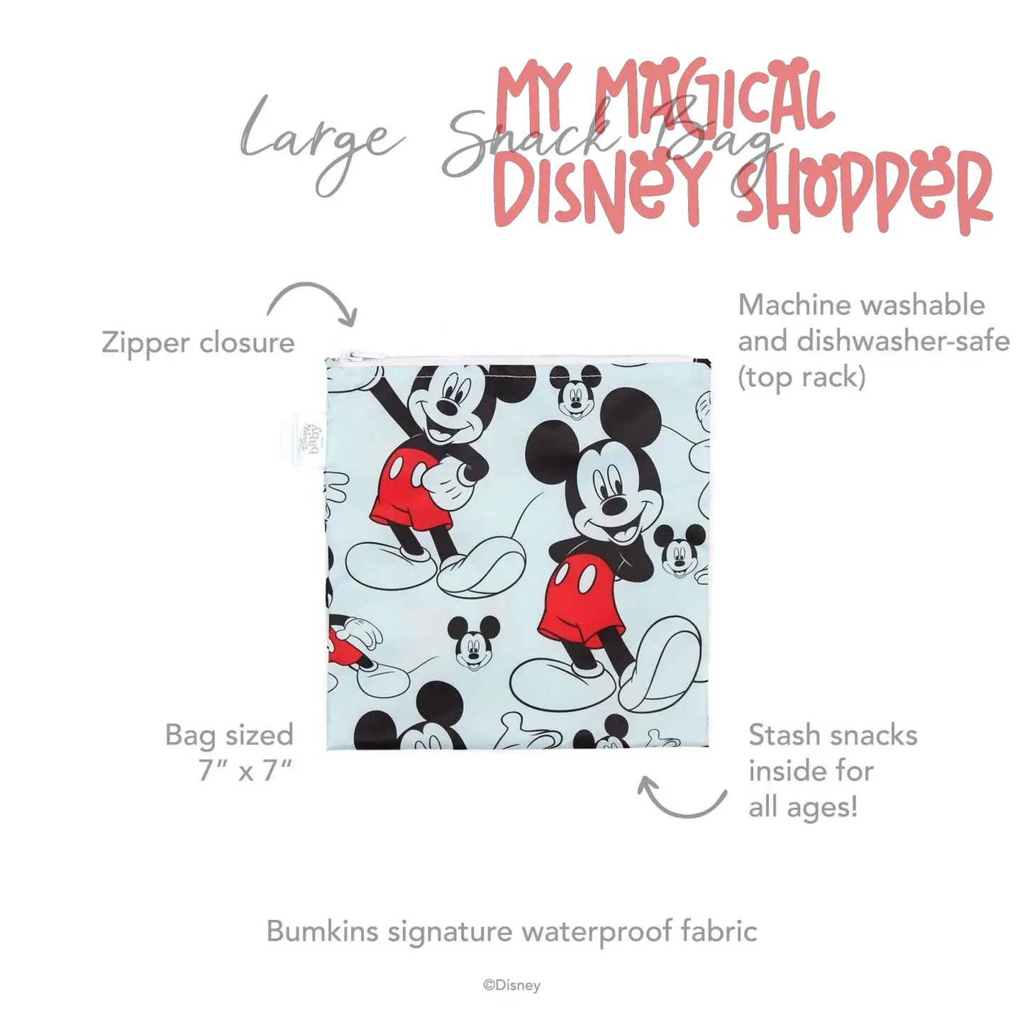 Mickey Mouse Reusable Snack Bag, Large