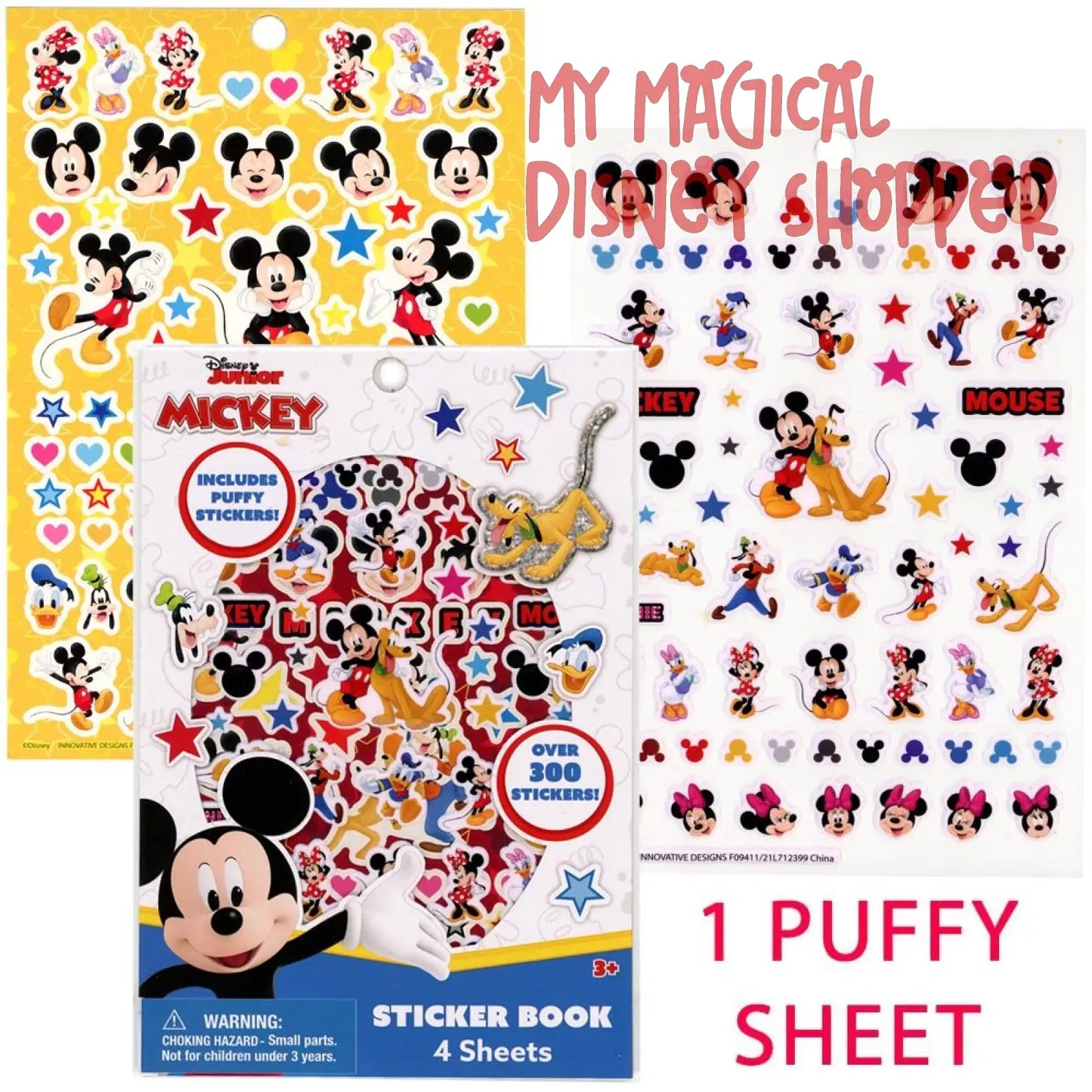 Mickey Mouse Sticker Book with Puffy Stickers 4 Sheets