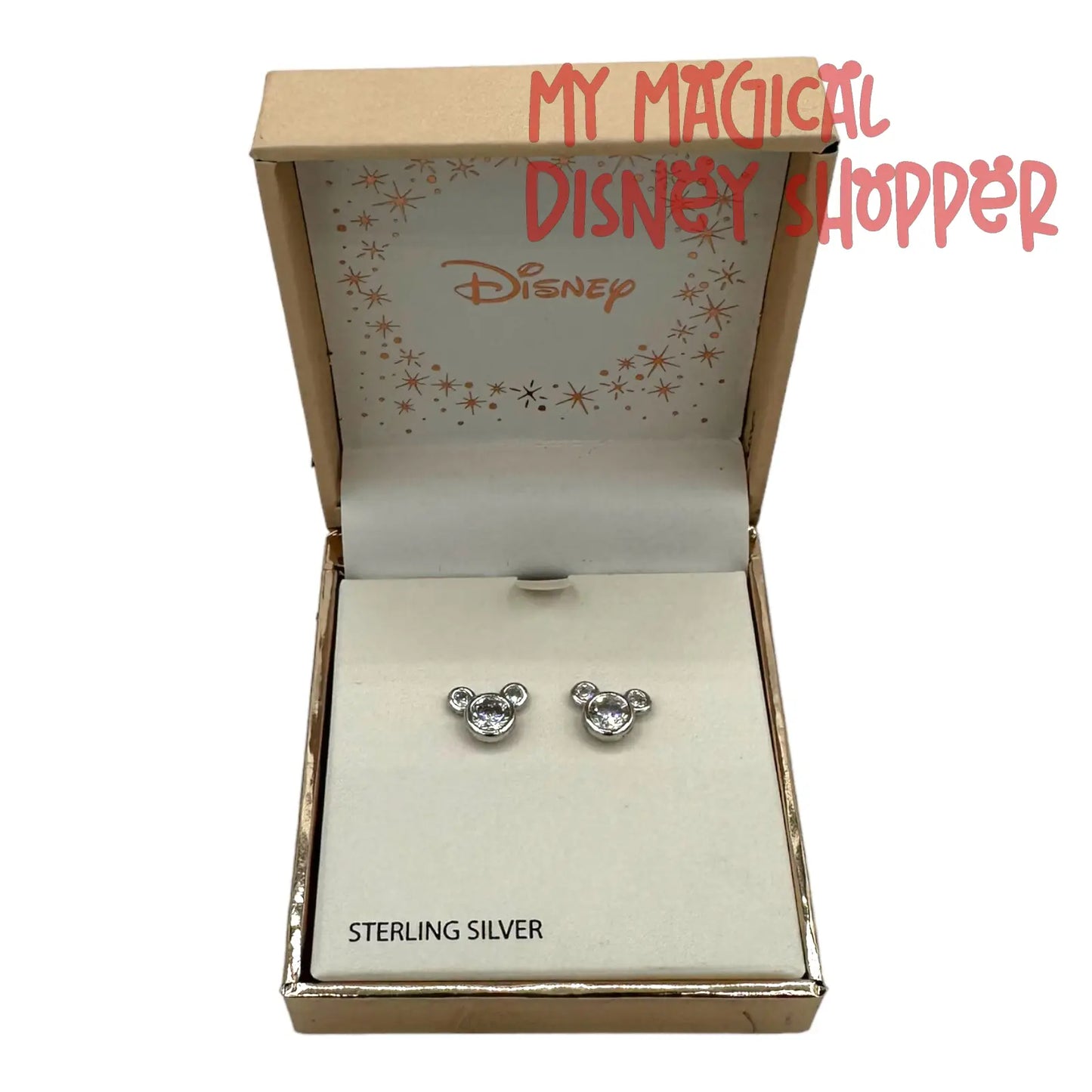 Mickey Mouse Stud CZ and Sterling Silver Earrings