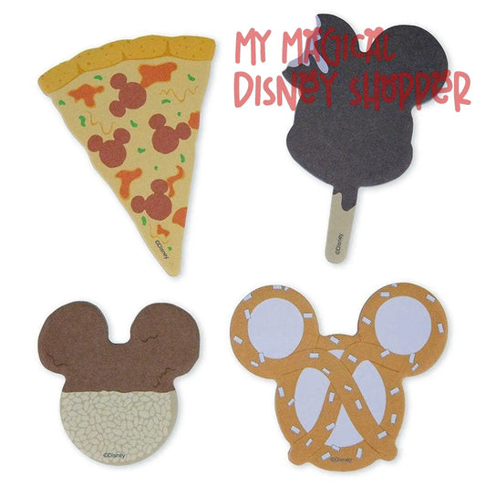 Mickey Snacks Pizza Pretzel Ice Cream Rice Crispy Disney Notepad 4 Pc. Set
