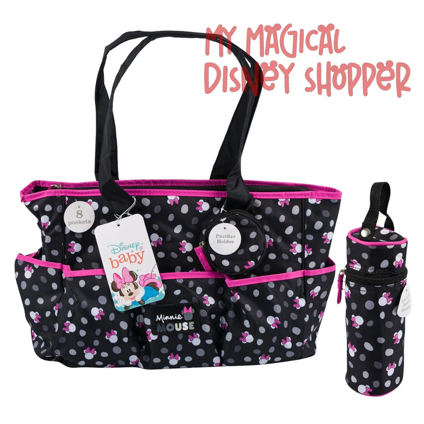 Minnie Mouse Diaper Bag Set – 4 Piece Set 🎀🍼✨