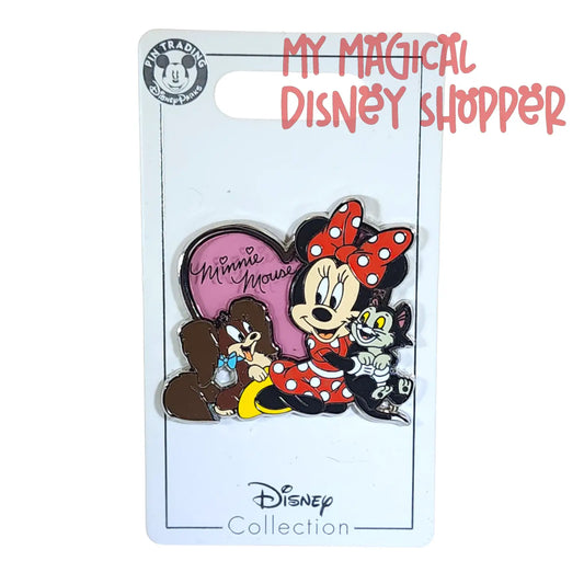 Disney Parks Minnie Mouse, Figaro and Fifi Heart Pin