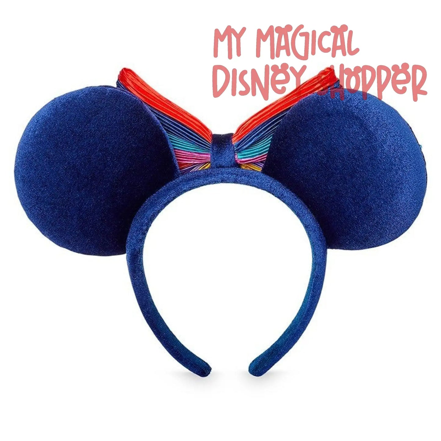 Minnie Mouse Rainbow Rhinestone Striped Ears Headband