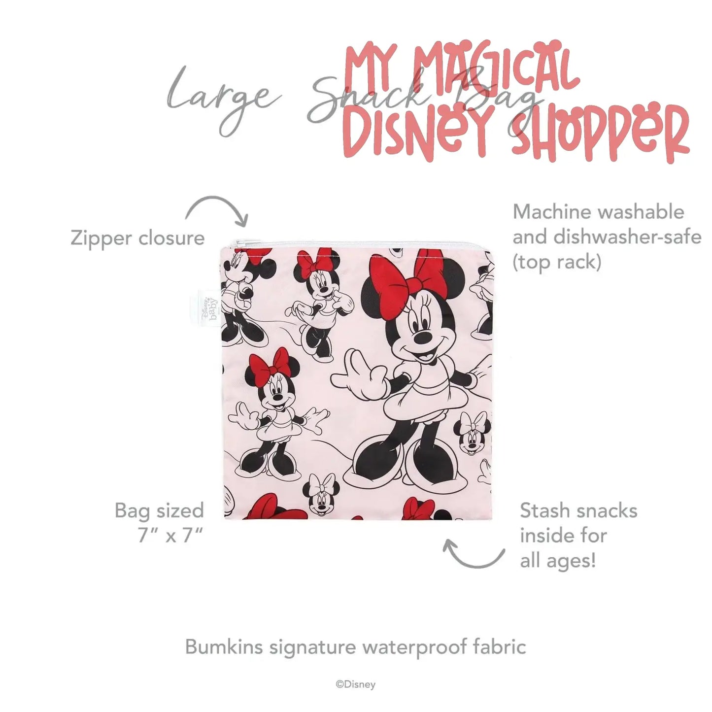 Minnie Mouse Reusable Snack Bag, Large