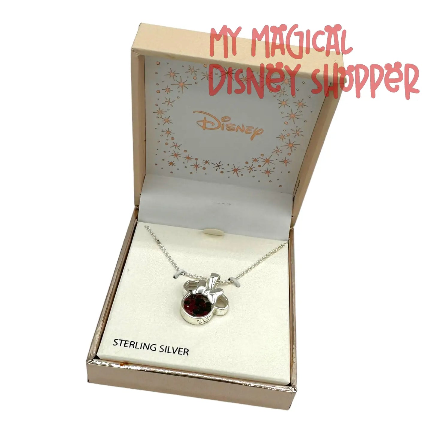 Minnie Mouse Sterling Silver Crystal Head Silhouette Shaker Pendant