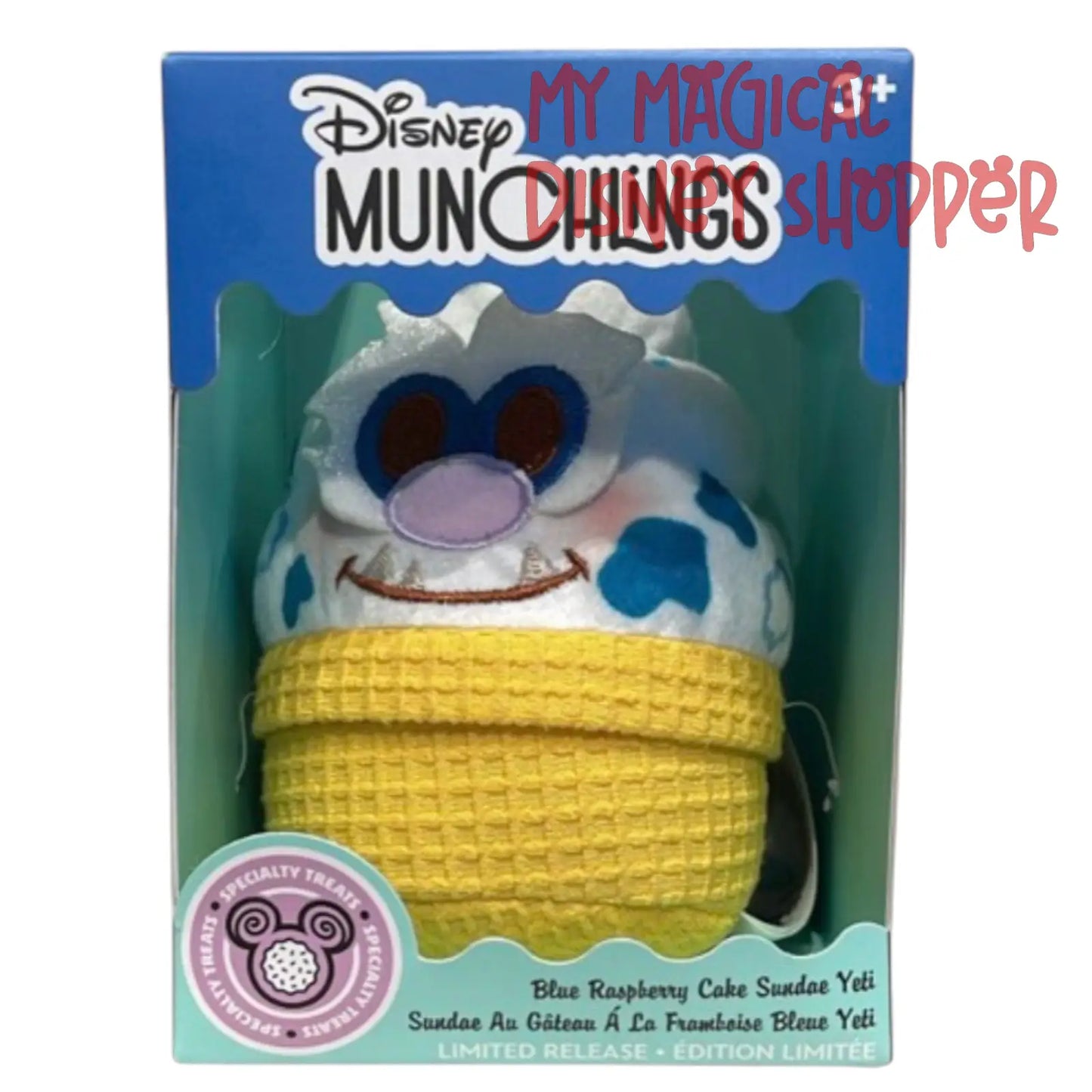 Munchlings Yeti Plush Blue Raspberry Cake Sundae With Signature