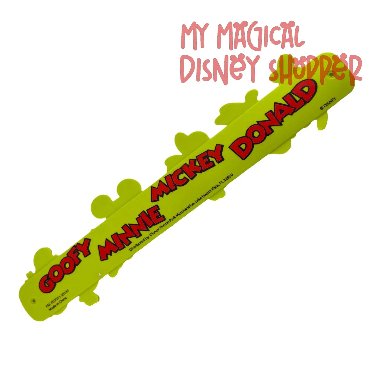 Neon Green Mickey Mouse and Friends Disney Slap Bracelet