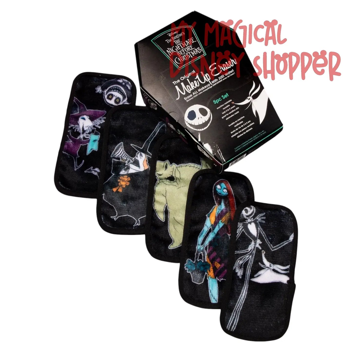 Nightmare Before Christmas Makeup Eraser Set – 5pc Mini Disney Skincare Cloth Bundle 🎃🖤✨