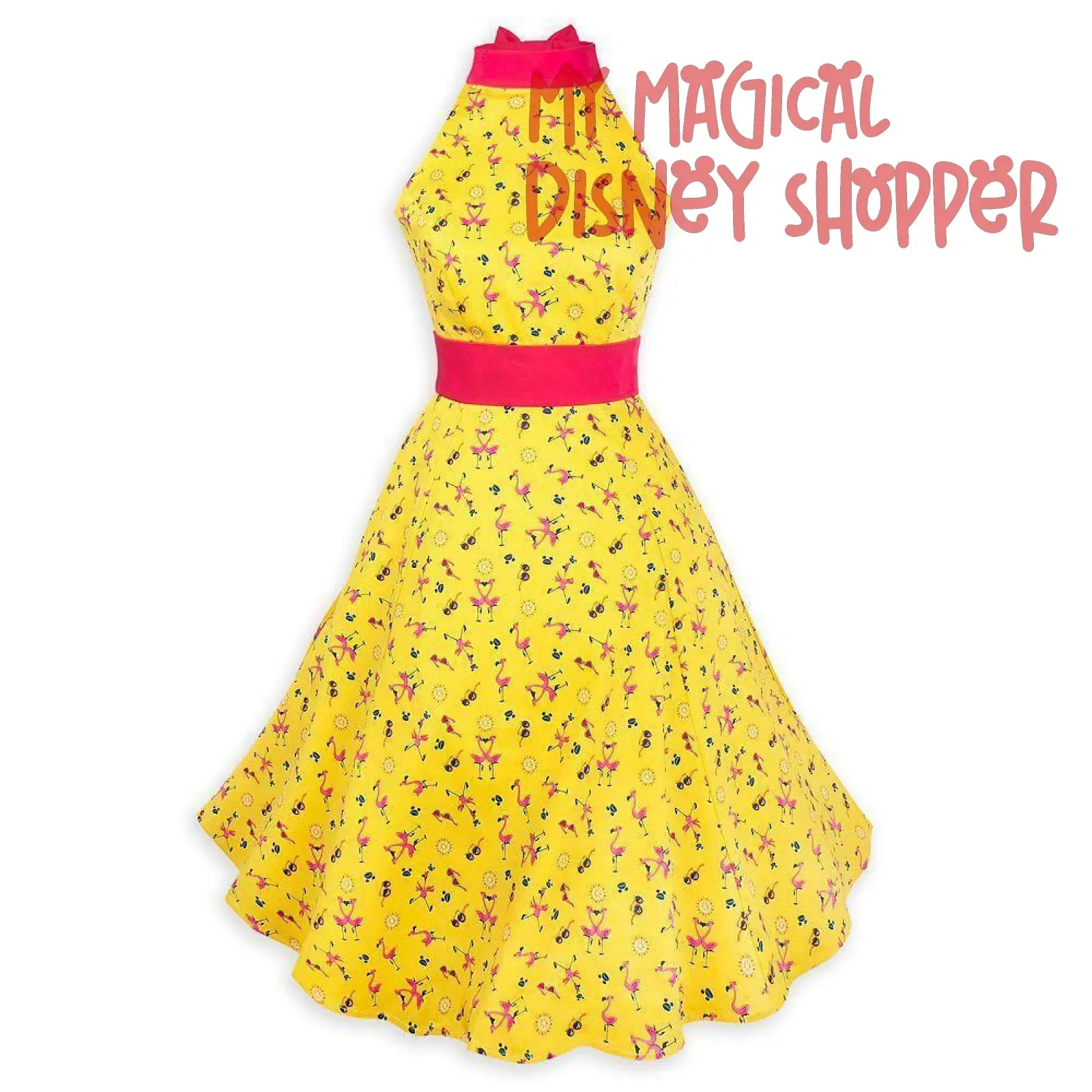 The Dress Shop Mickey Flamingo Halter Dress - Womens Size Large The Dress Shop Mickey Flamingo Halter Dress - Womens Size Large