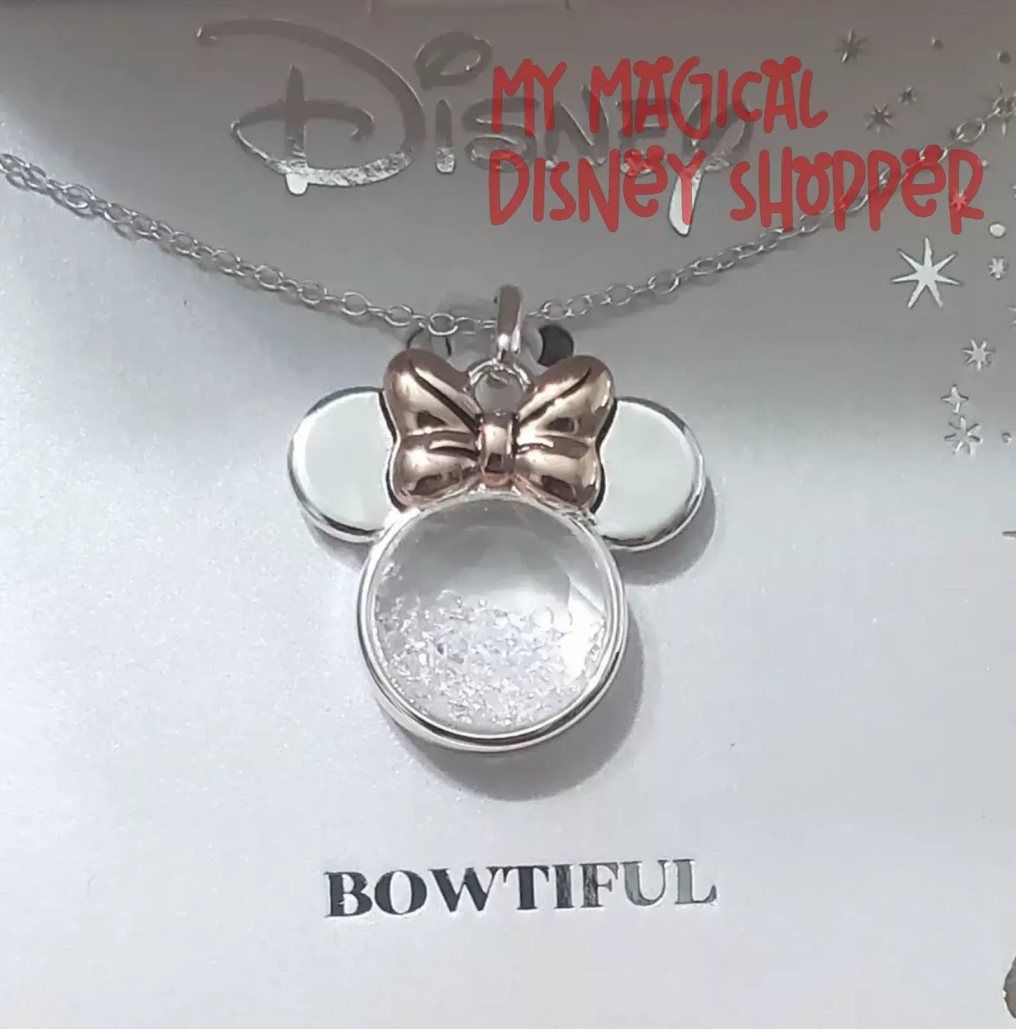 Silver Minnie Mouse Love is Bowtiful Necklace