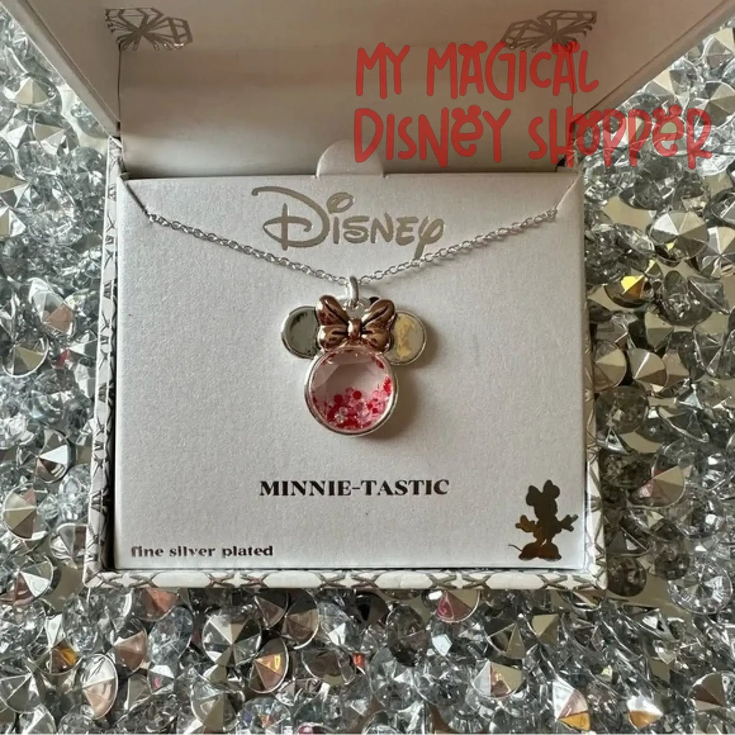 Red Minnie Mouse Minnie-Tastic Fine Silver Plated Crystal Necklace