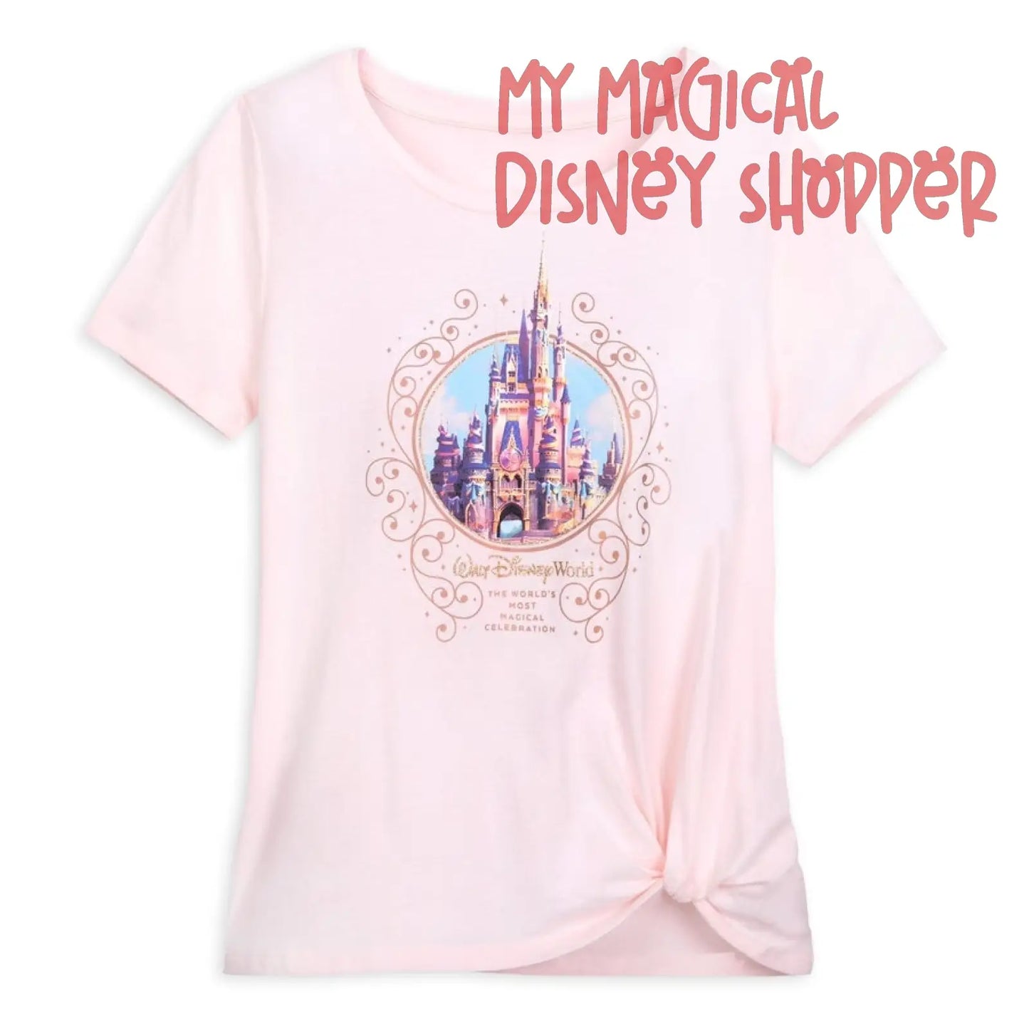 Pink Cinderella Castle Fashion T-Shirt for Women - Walt Disney World 50th Anniversary