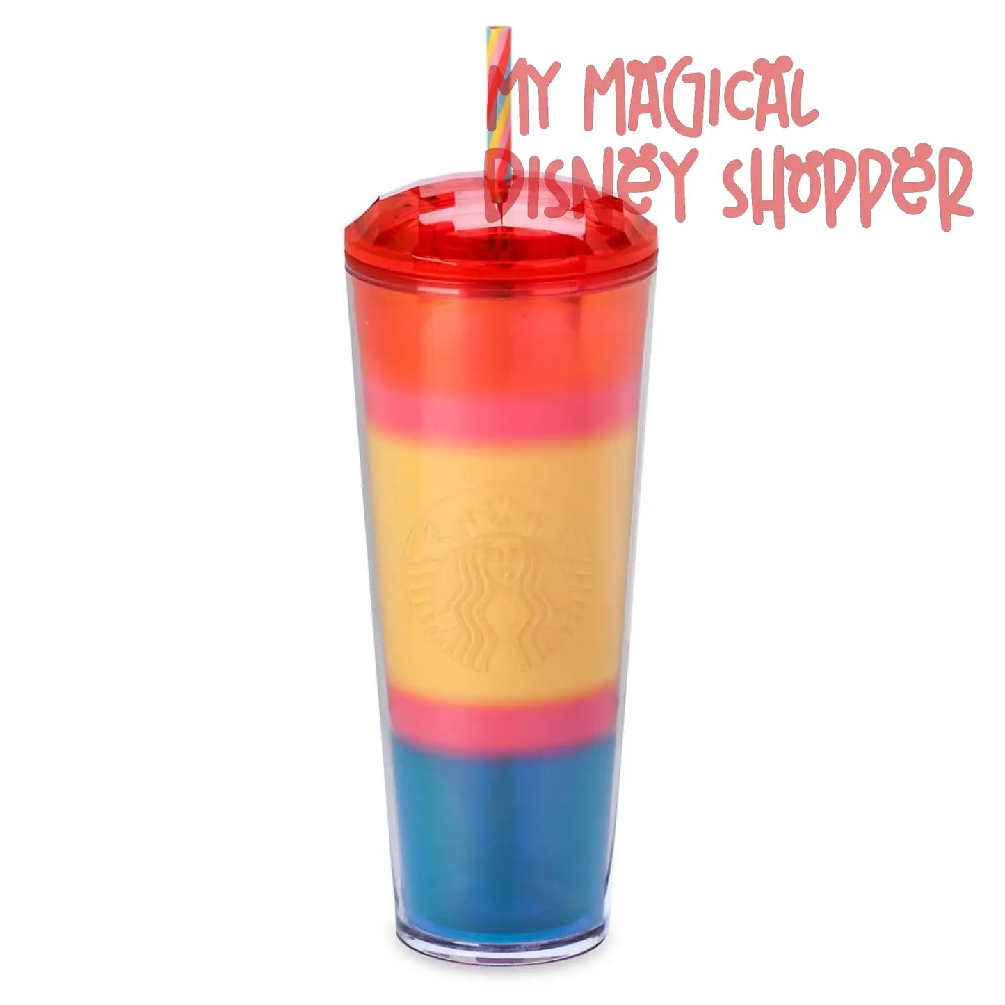 Rainbow Macaron Disney Starbucks Tumbler with Straw - Disney Eats