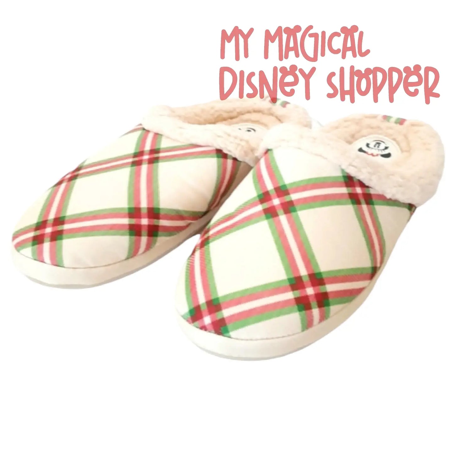 Santa Mickey Holiday Plaid Sherpa Slippers