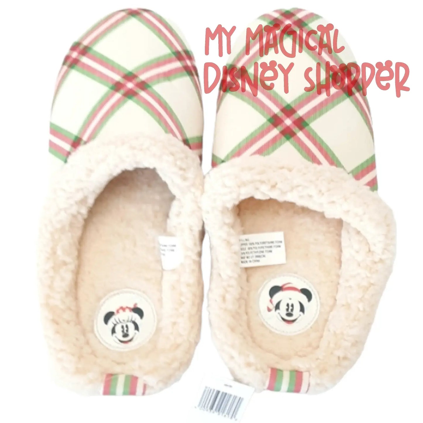 Santa Mickey Holiday Plaid Sherpa Slippers