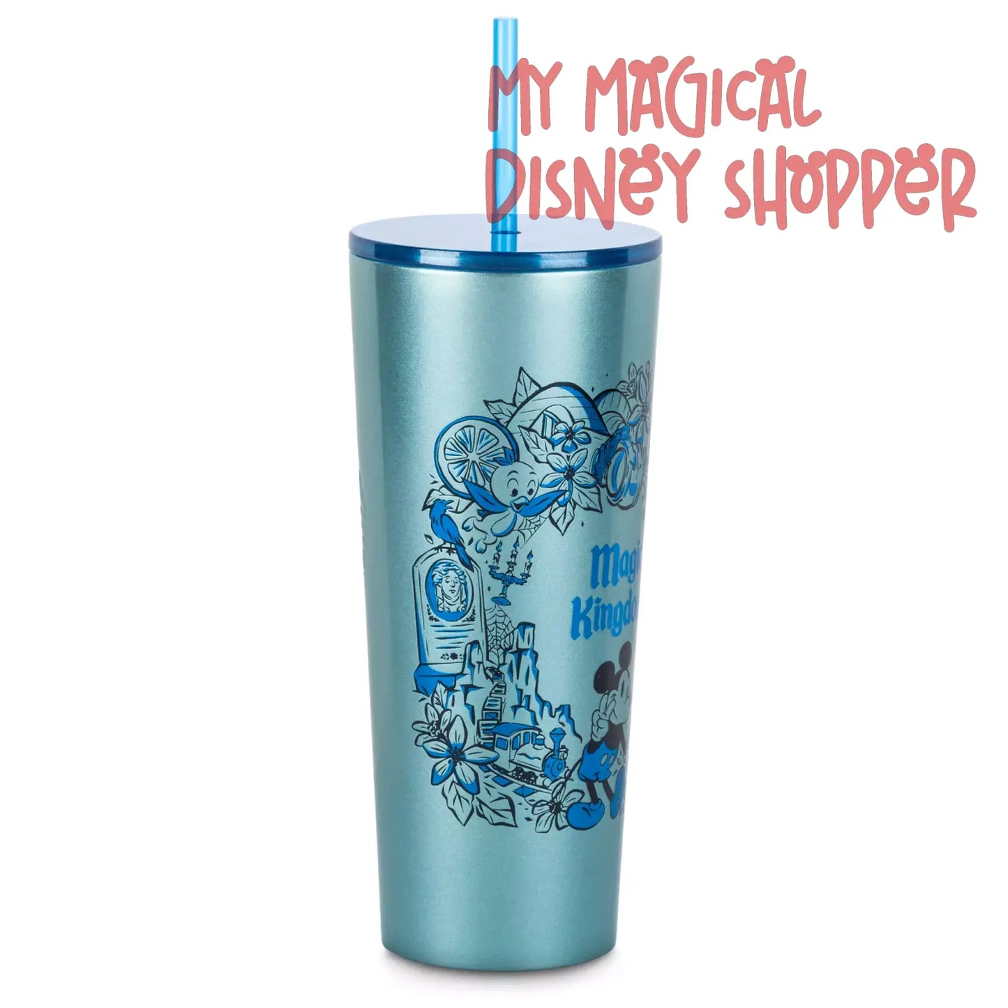 Shimmering Blue Magic Kingdom Starbucks Metal Tumbler