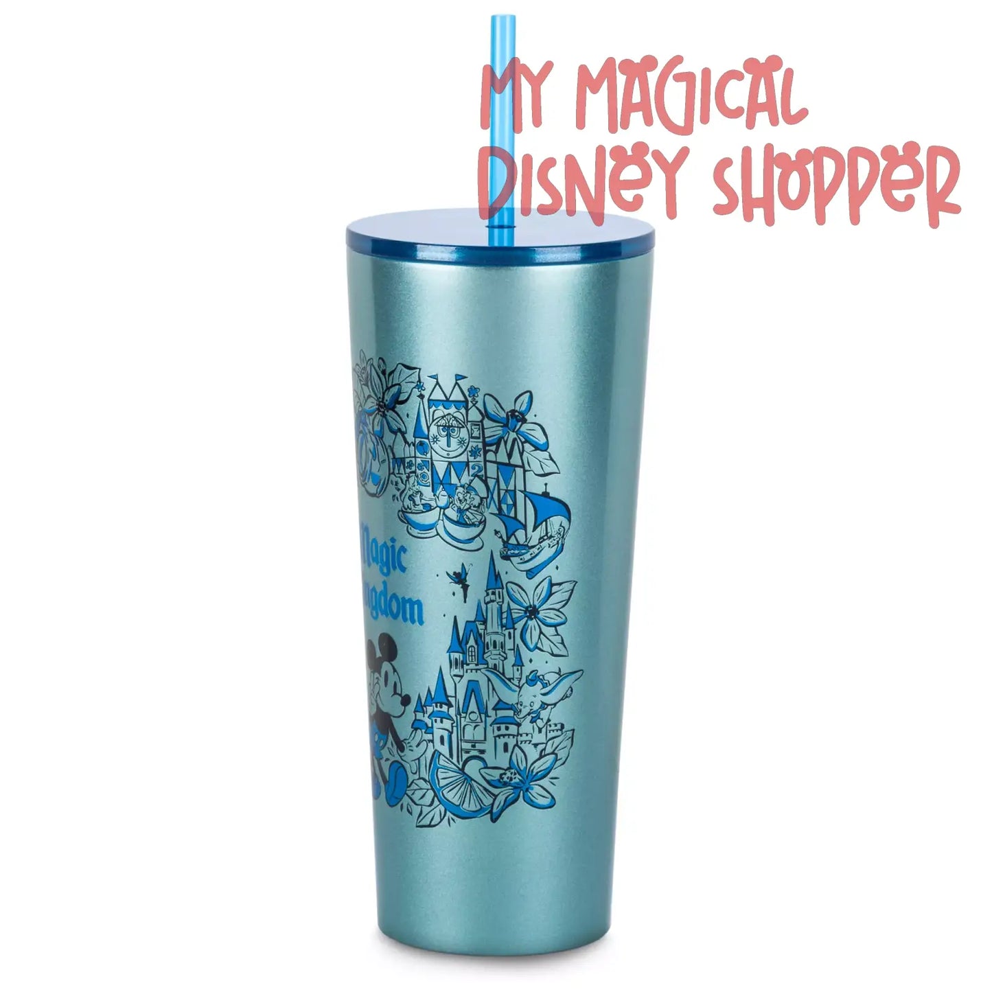 Shimmering Blue Magic Kingdom Starbucks Metal Tumbler