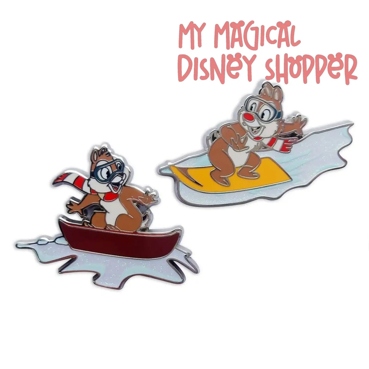Skiing Chip 'n' Dale Pin Set - Christmas Collection
