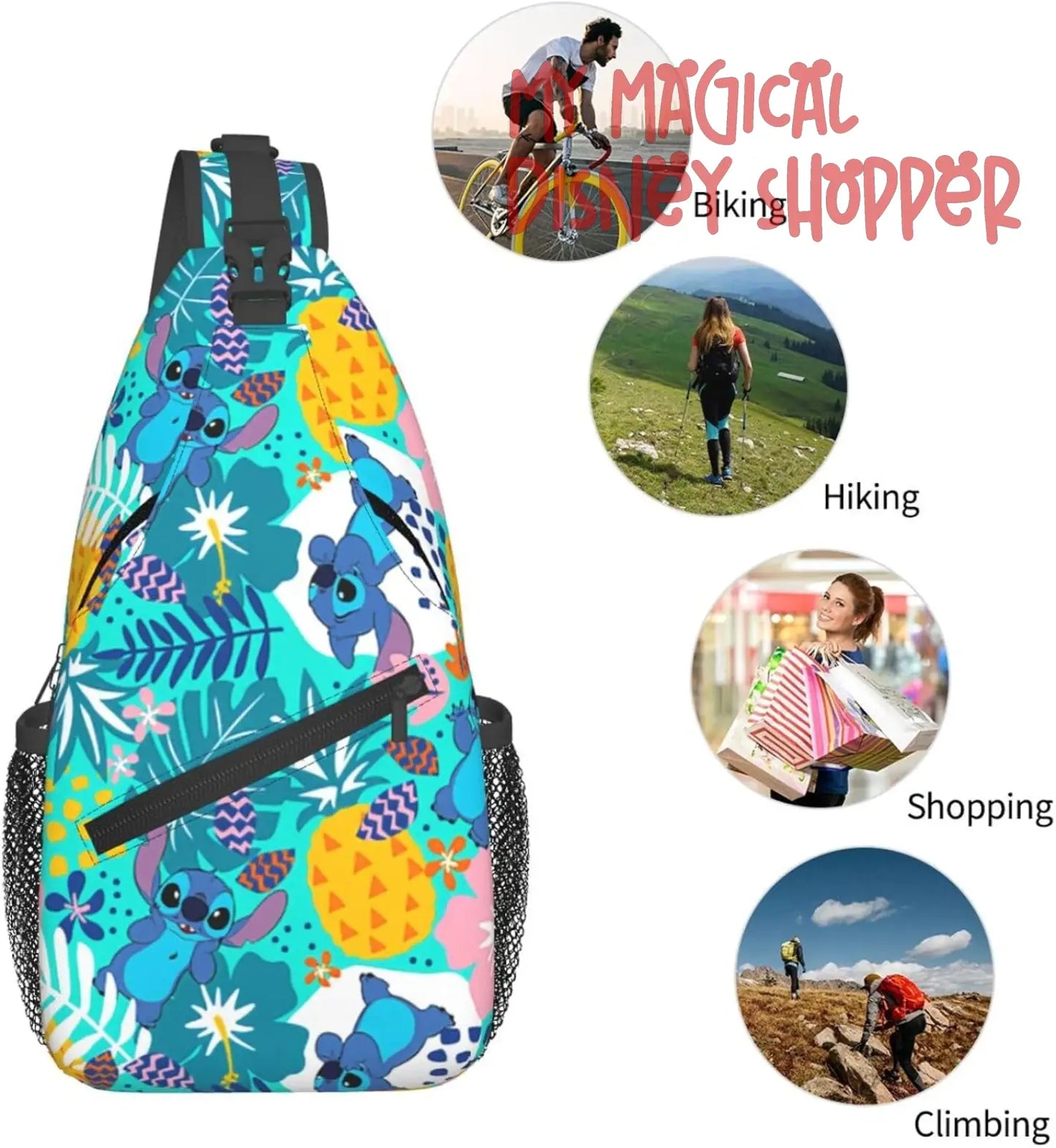 Sling Bag,Stitch Crossbody Sling Backpack Travel Hiking Chest Bag Daypack for Purses Shoulder Bag Women Men's