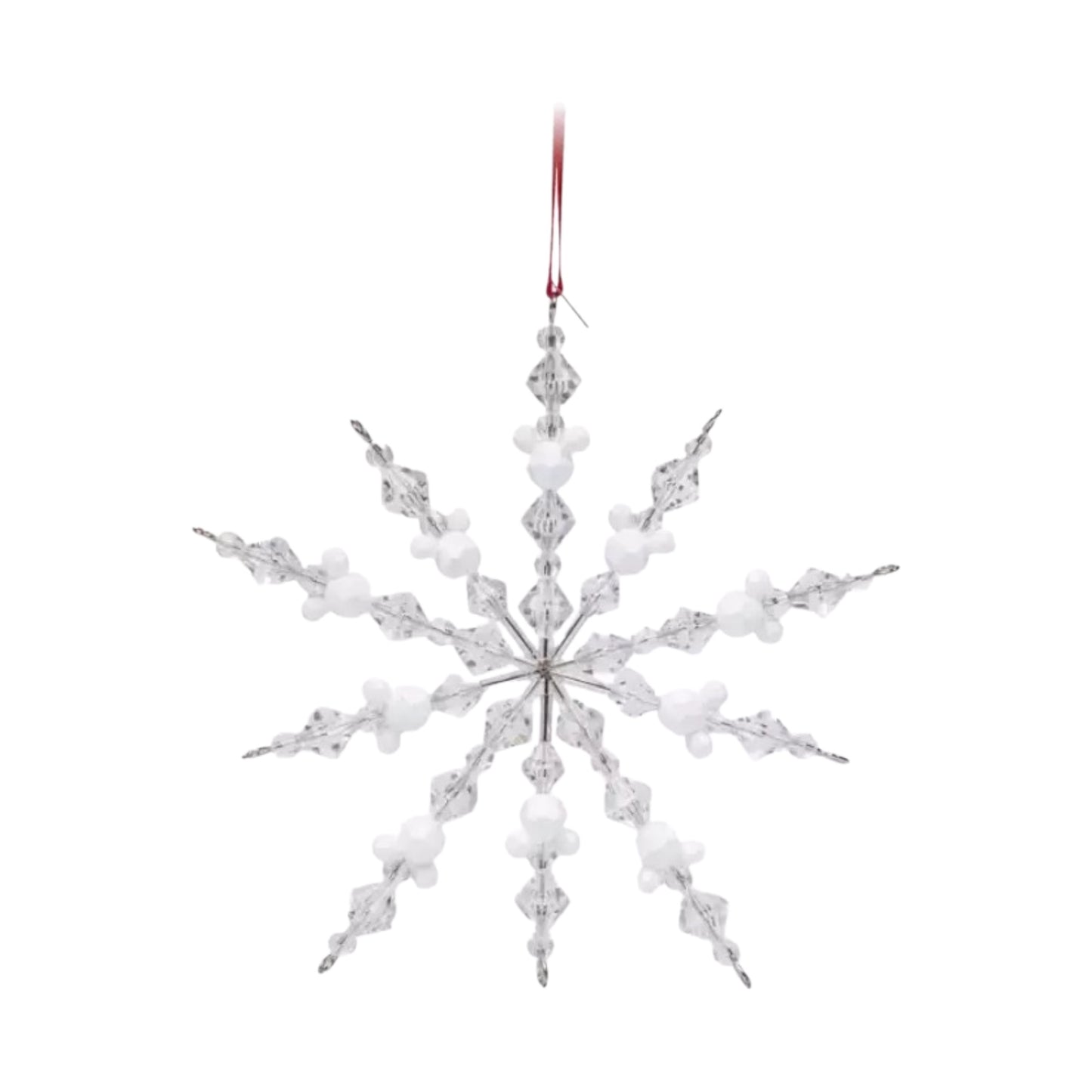 Mickey Mouse Icon Beaded Snowflake Ornament