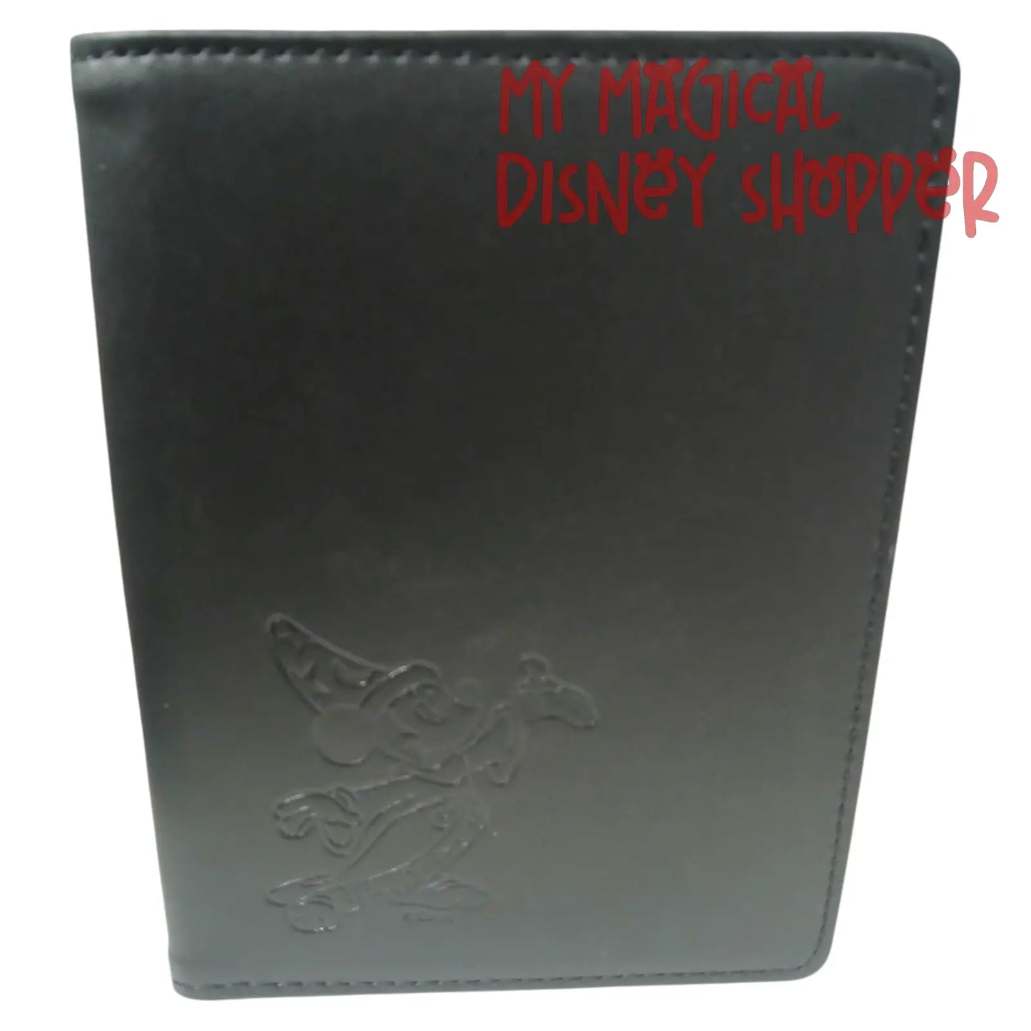Sorcerer Mickey D23 Faux Leather Sketch Wallet / Passport Cover – Small 3.5" x 4" Silver Grey 🪄🐭✨