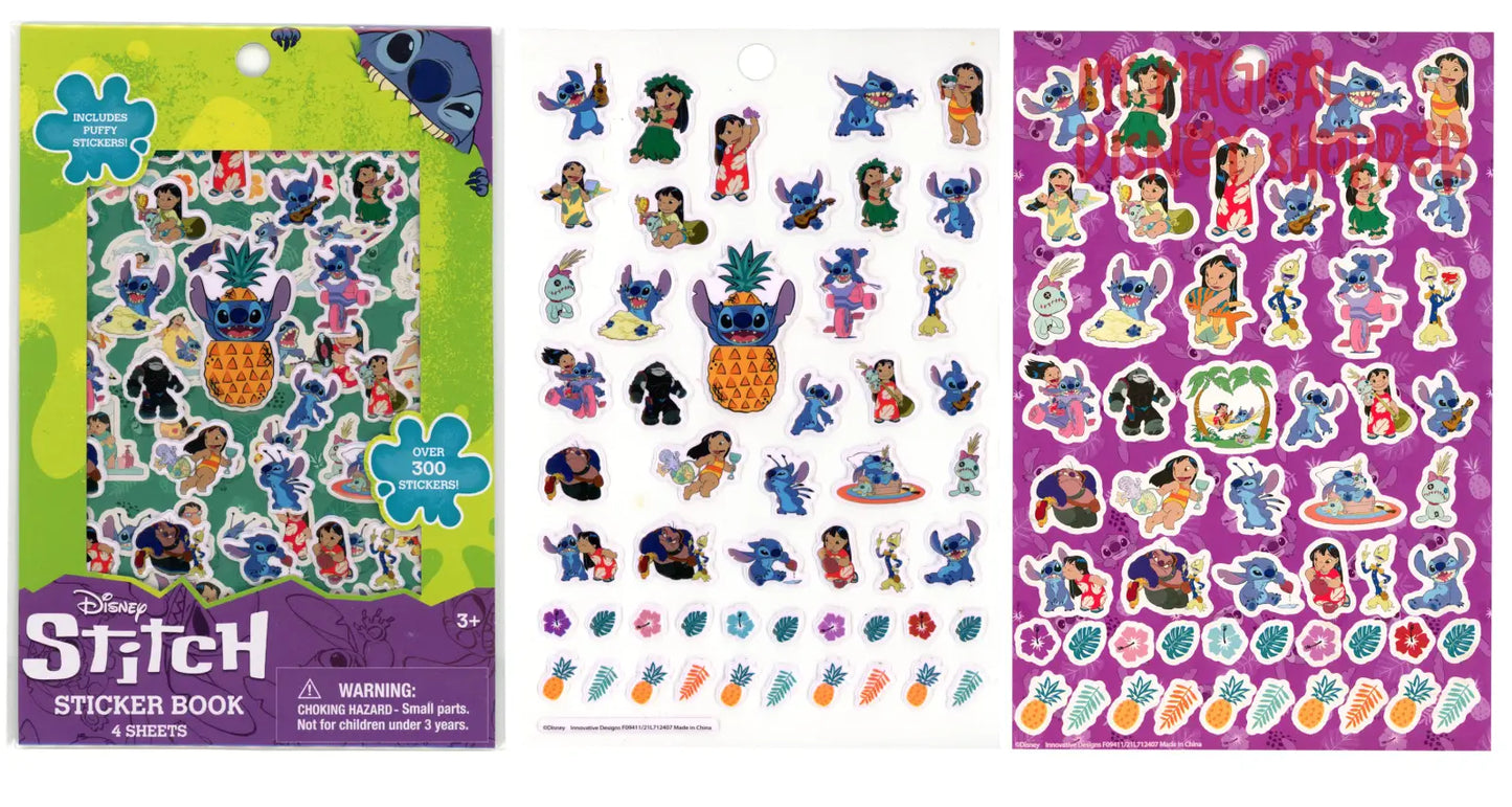 Stitch 4 Sheet Sticker Book with 300 Puffy Stickers
