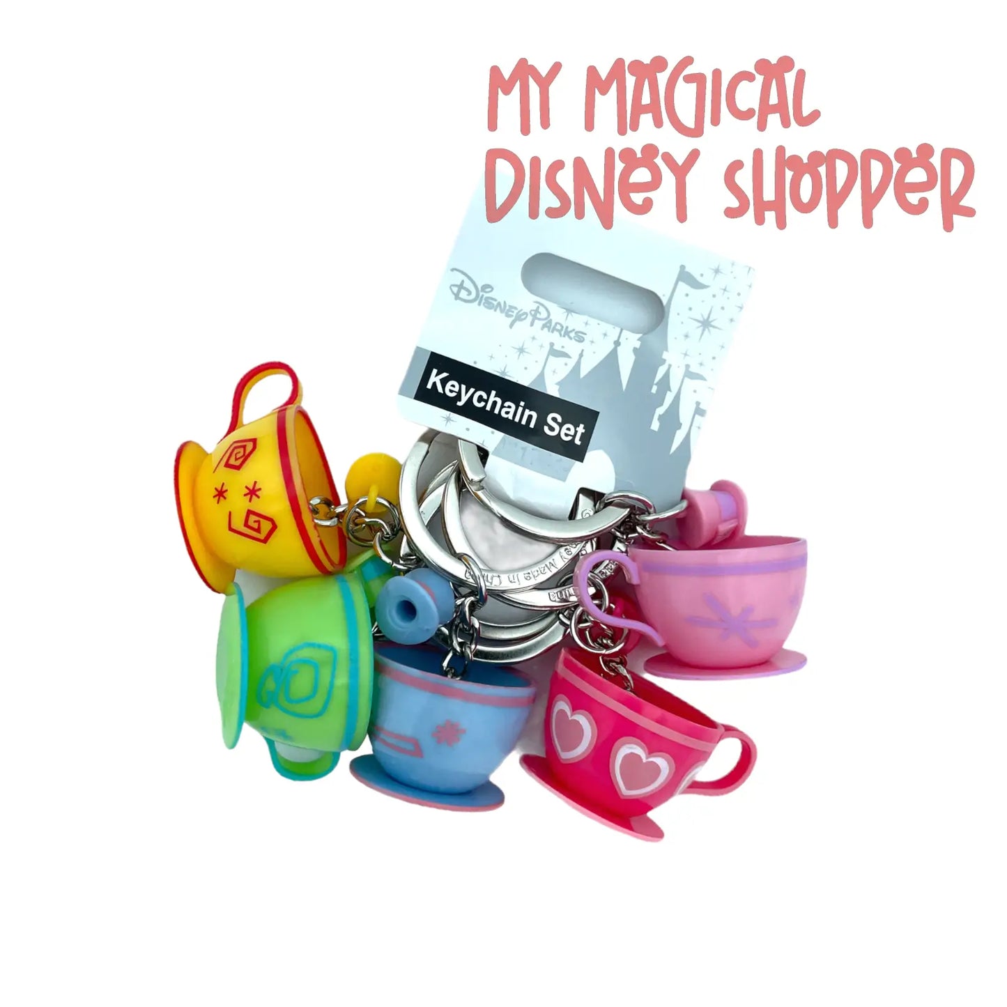 Teacups Disney Keychain Keyring Set