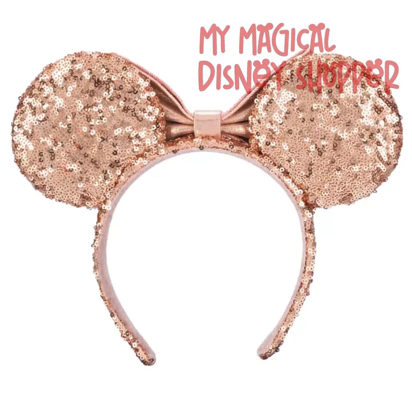 Rose Gold Minnie Mouse Sequined Ear Headband for Adults – Gently Used ✨🎀